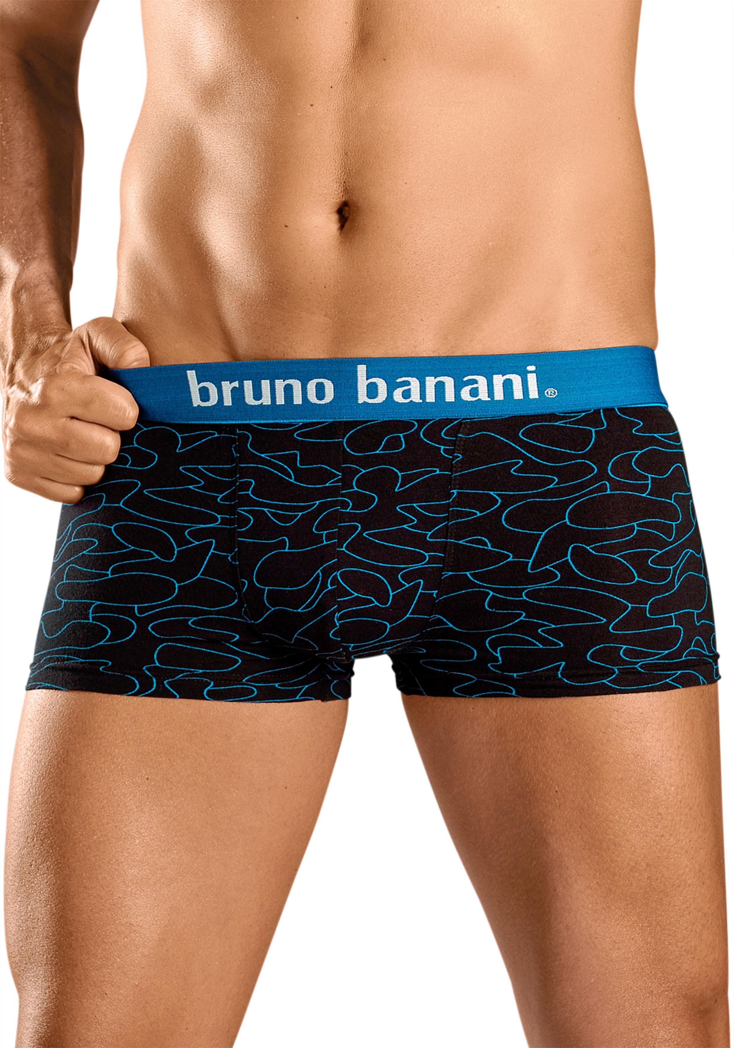 Bruno Banani Hipster strak zittende boxershorts in uni of gemusterd van katoenmix (set, 4 stuks)