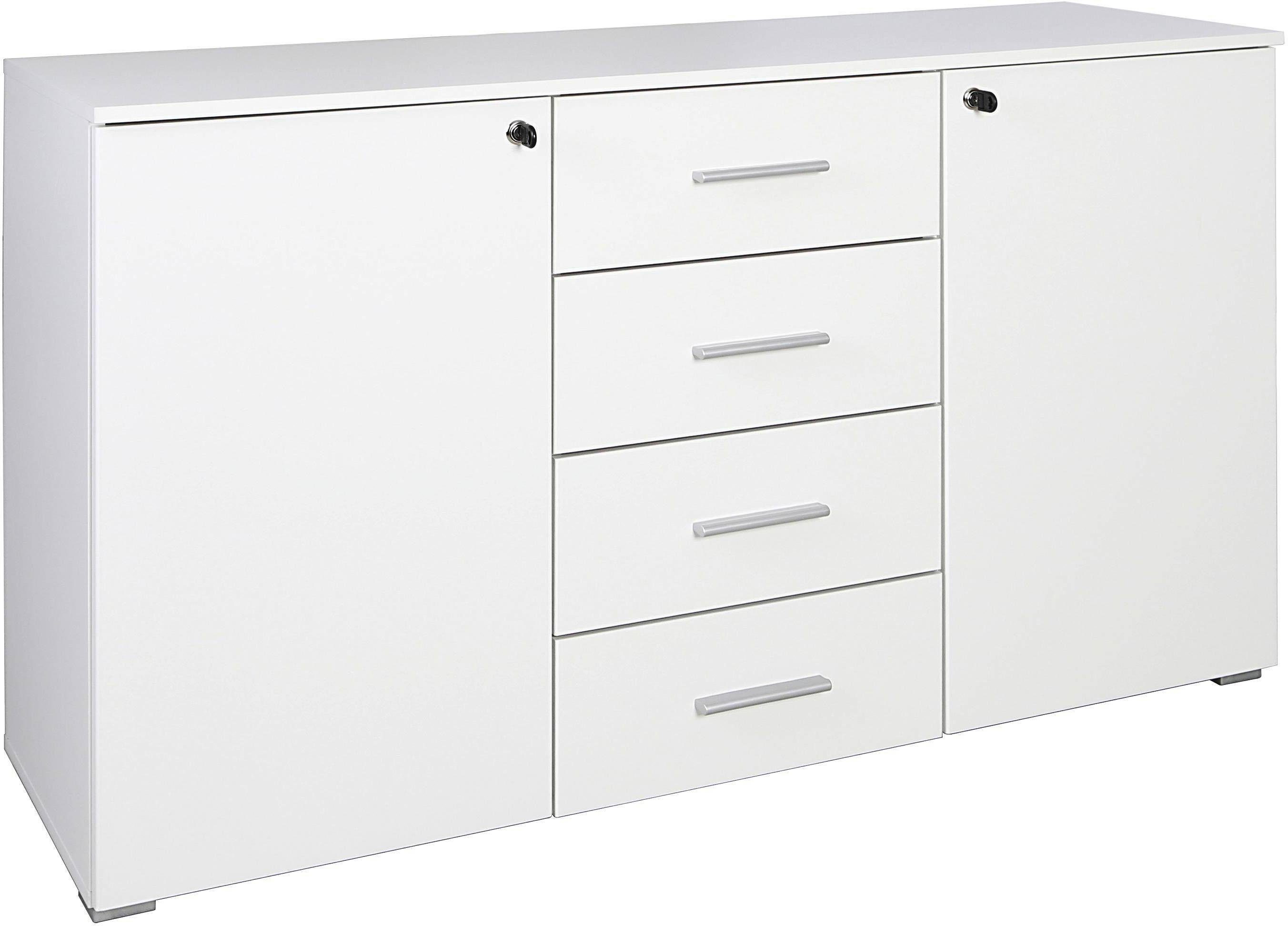 rauch Kast met laden en deuren Beukenhout Breedte 140 cm commodes & ladekasten maat 140x42x81 cm wit