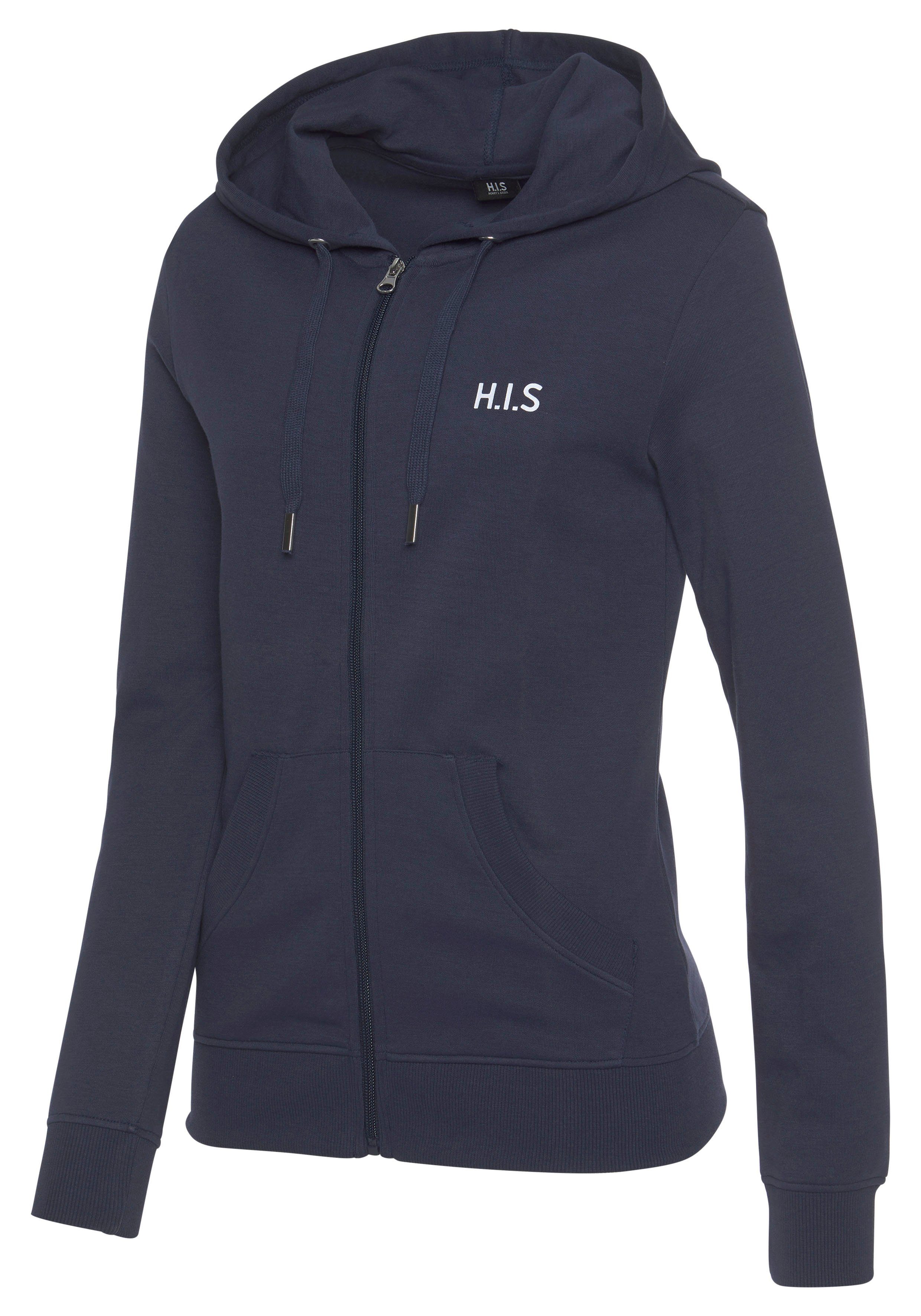 H.I.S Capuchonsweatvest Loungejack met capuchon en zijzakken, loungewear