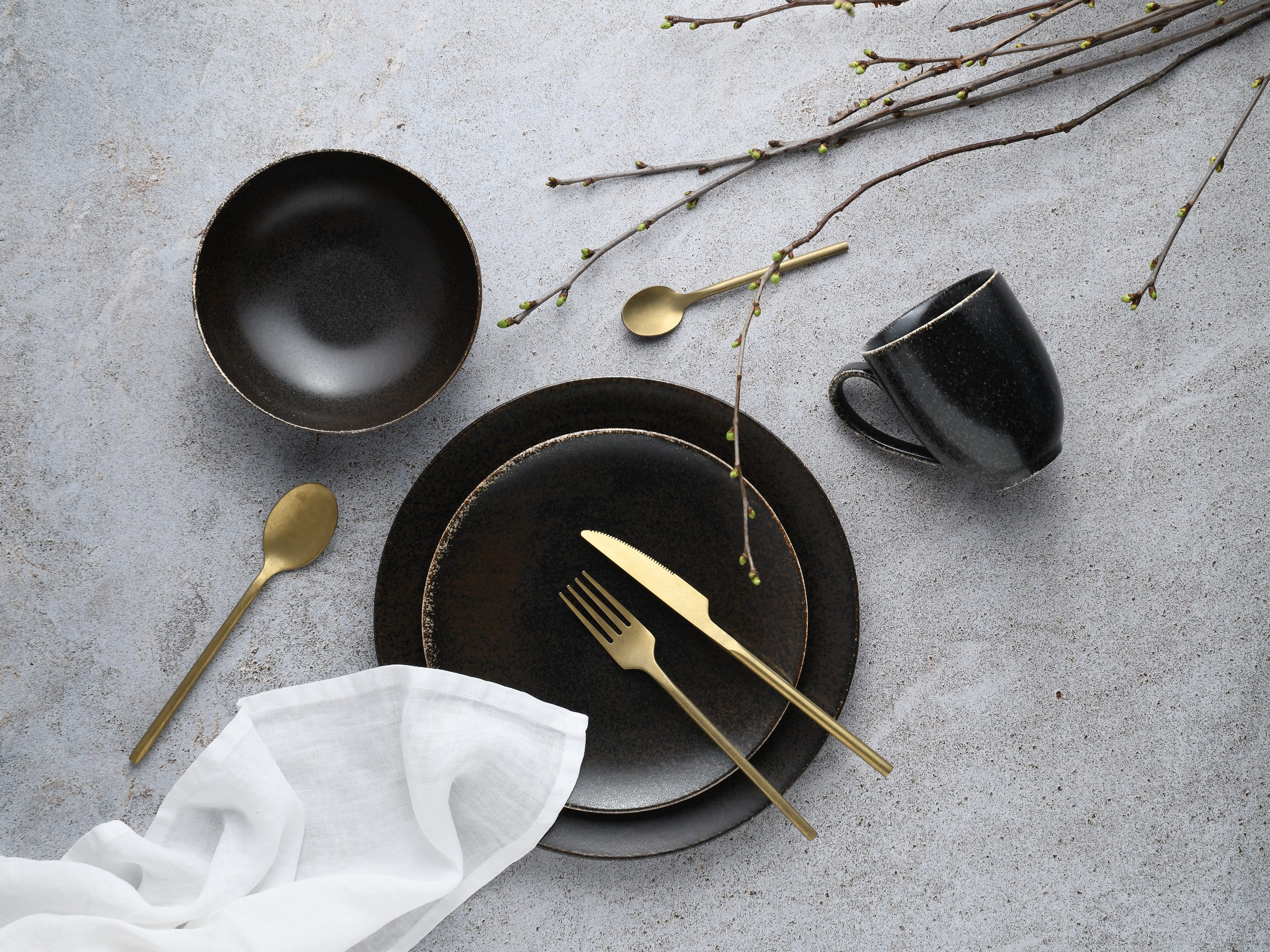 CreaTable Combi-servies Servies-set Rusty Servies, zijdemat glazuur, 16 delen, voor 4 personen (set, 16-delig)