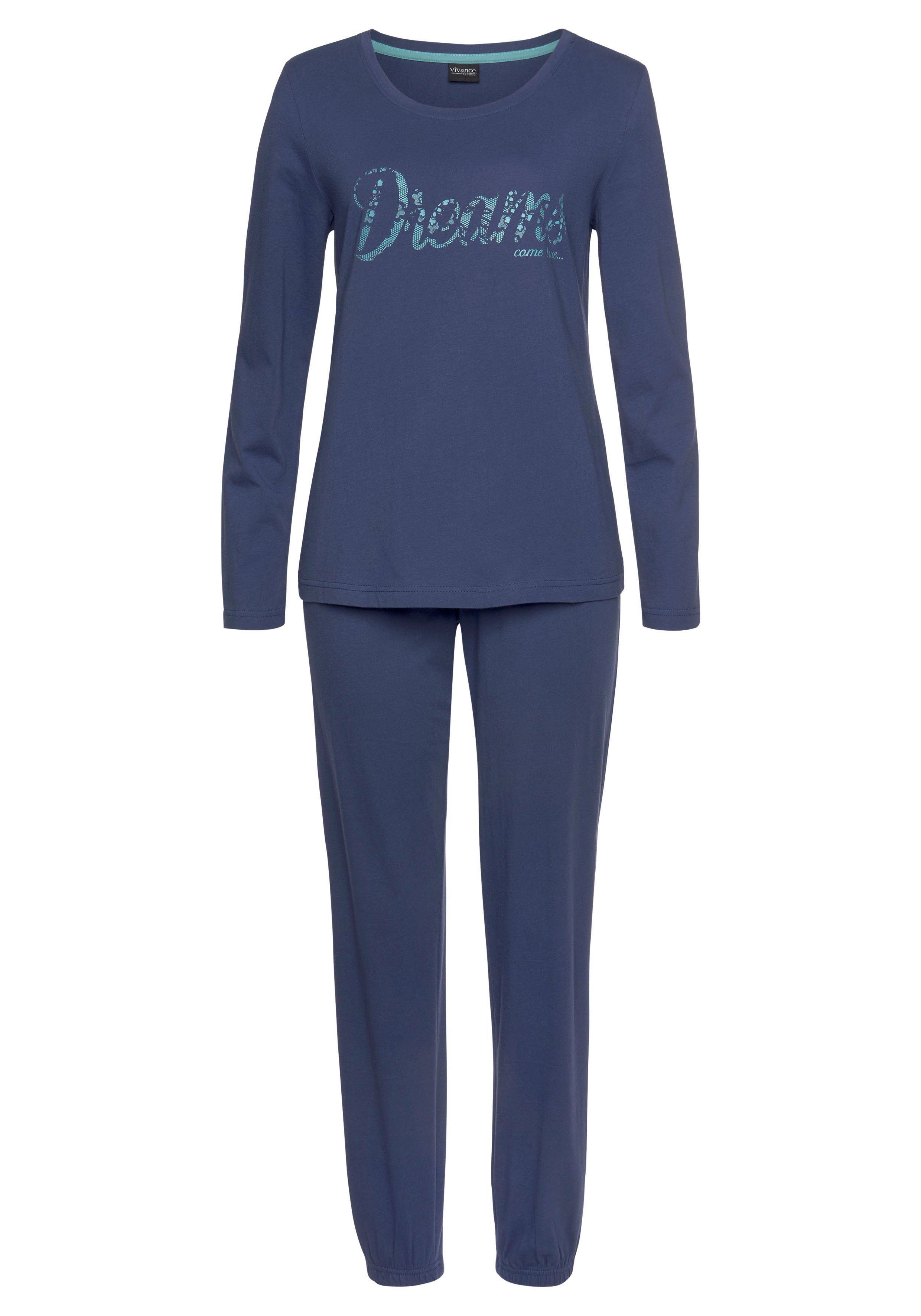 Vivance Dreams Pyjama met front-opschrift (set, 3-delig)