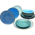 creatable eetservies nature collection aqua (set, 12-delig) blauw
