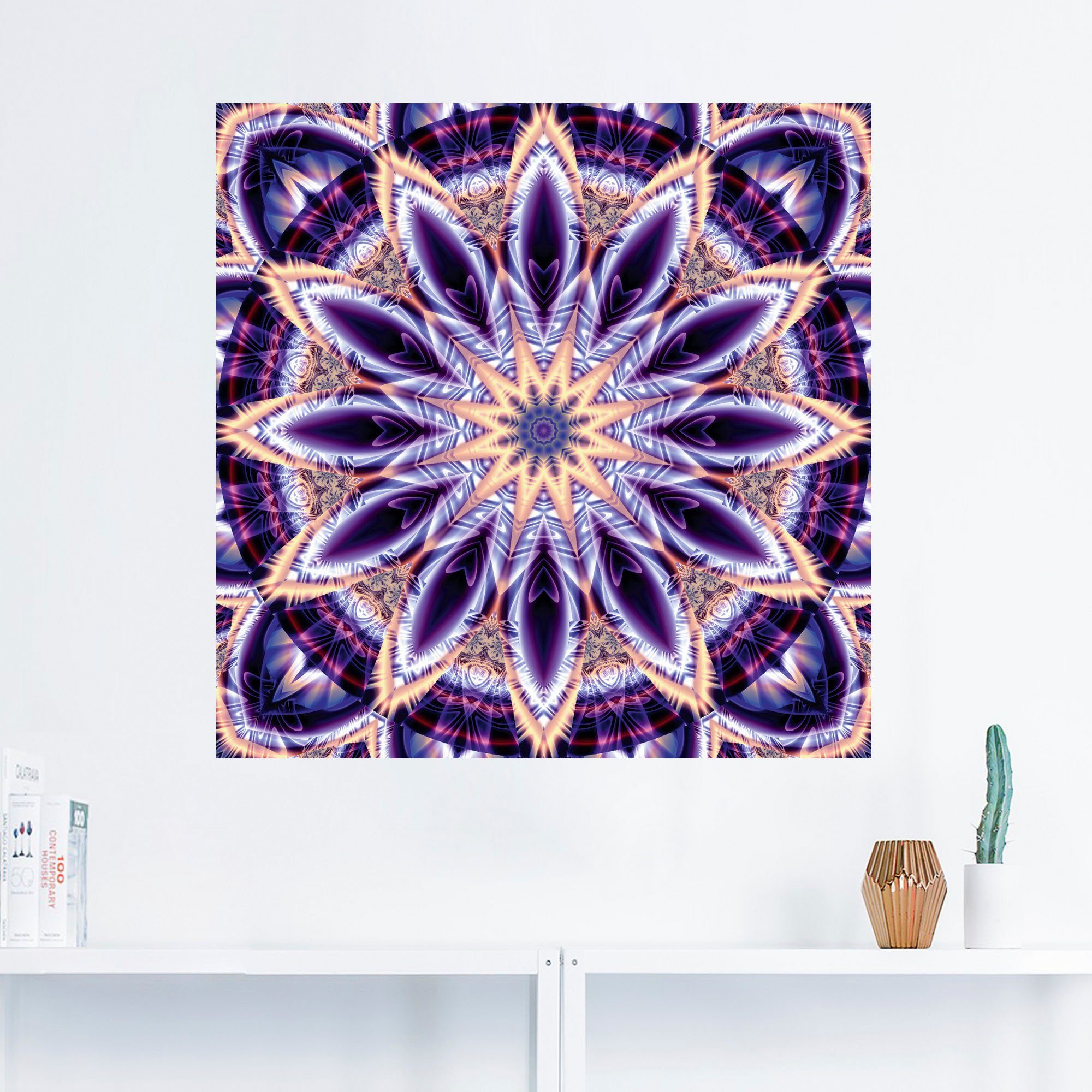 Artland Artprint Mandala ster paars als artprint op linnen, muursticker in verschillende maten