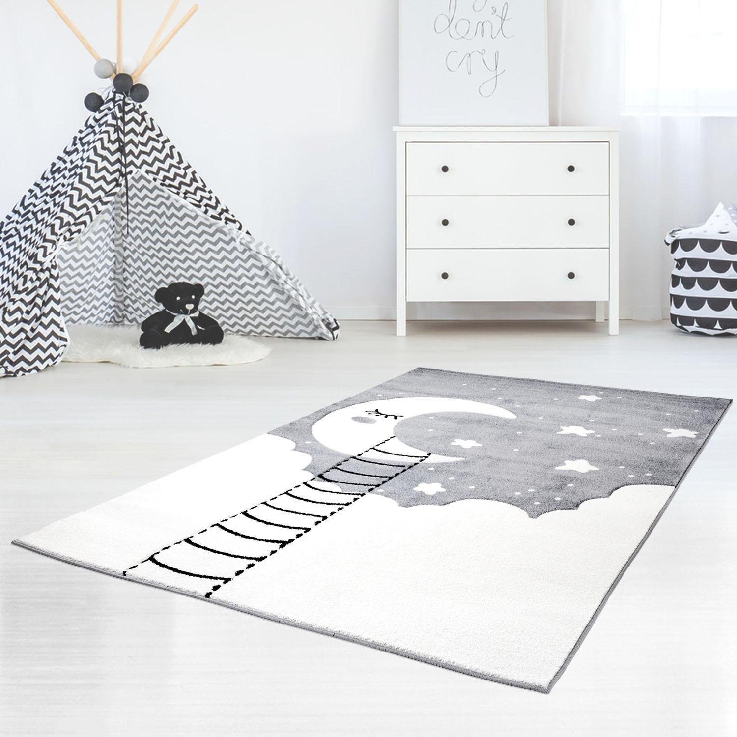 Carpet City Kindervloerkleed Bueno Kids 1314 Speelkleed, maan, 3D-effect, zachte pool, gemakkelijk in onderhoud