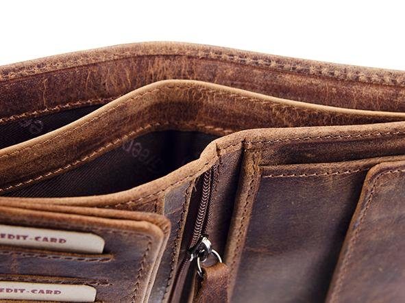 GreenLand Nature Portemonnee Montana van leer in used look, in lengteformaat