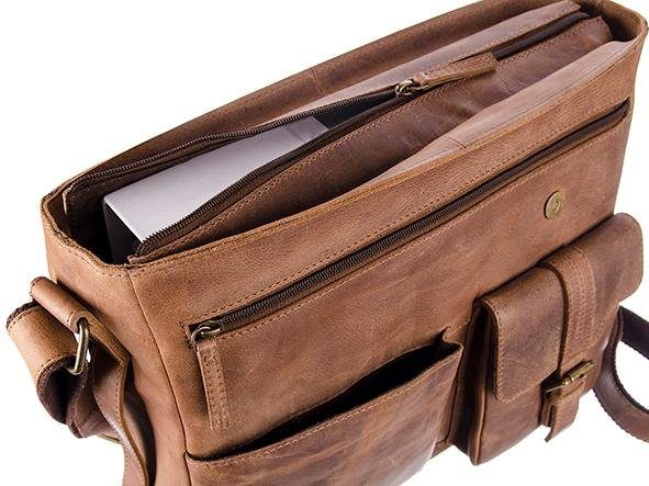 GreenLand Nature Messenger Bag Montenegro van rundleer met laptopvak