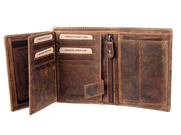 GreenLand Nature Portemonnee Montana van leer in used look, in lengteformaat