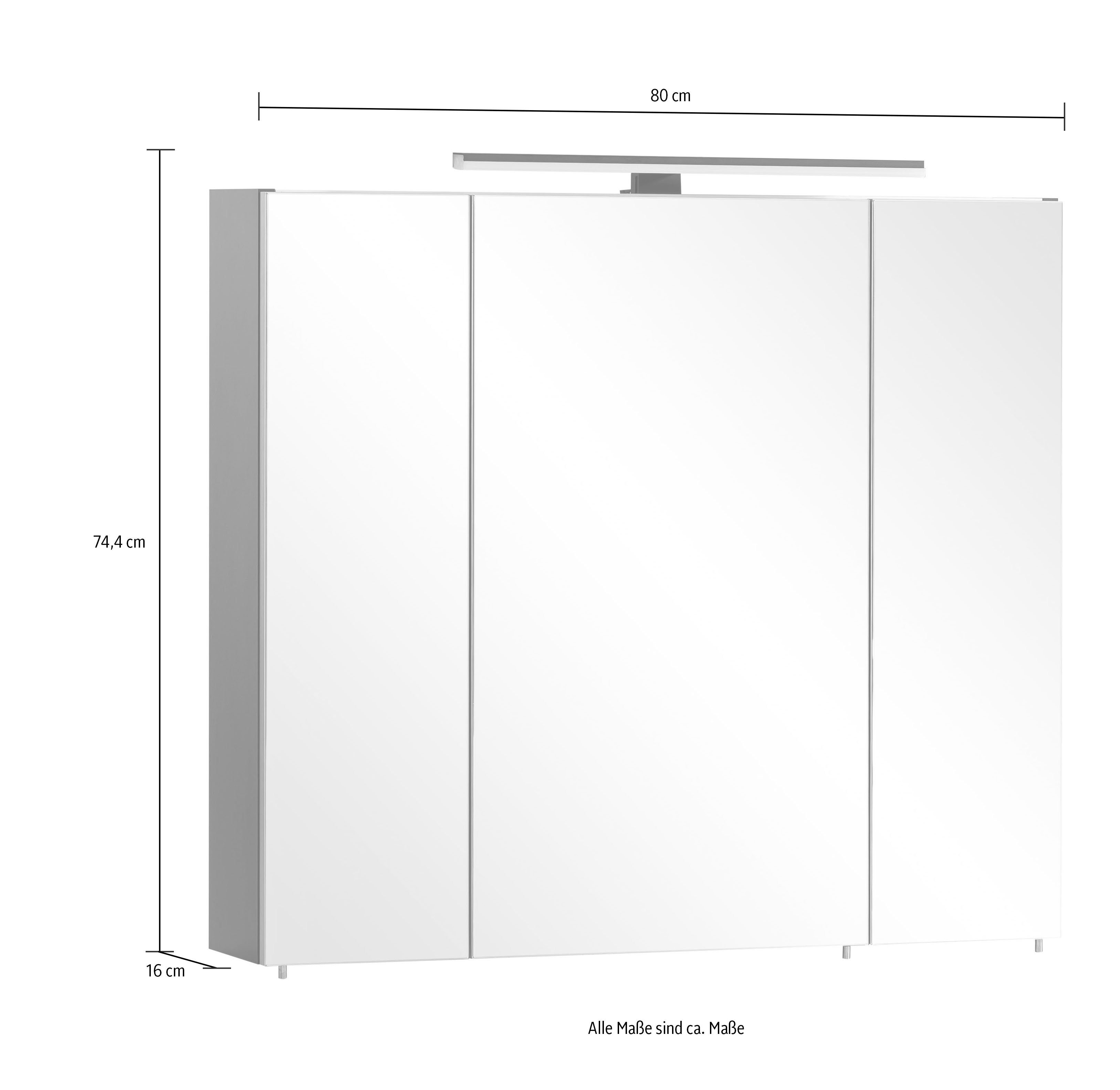 Schildmeyer Badkamerspiegelkast Malte breedte 80,0 cm Met ledlampje en schakelkast, scharnieren met soft-closefunctie