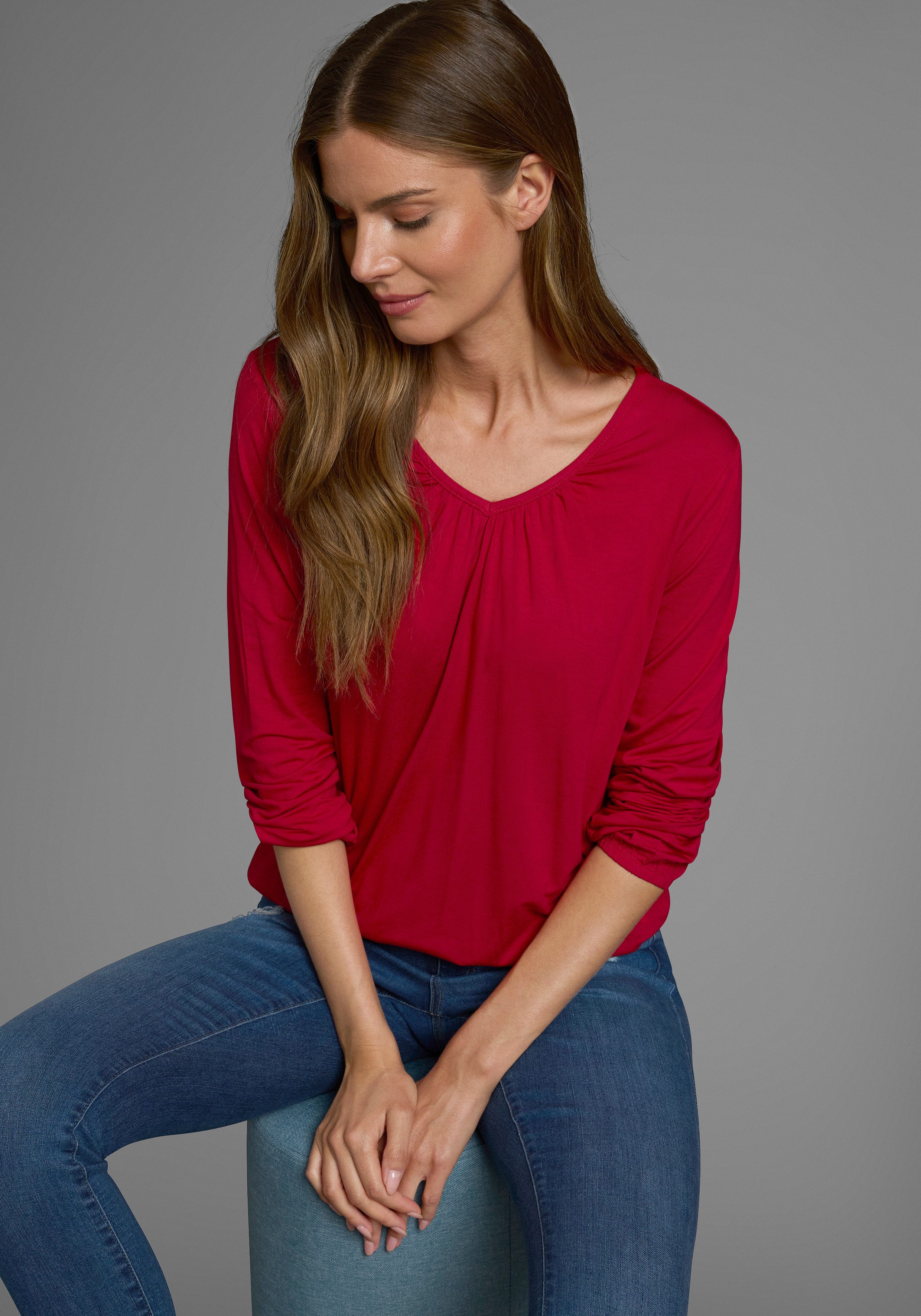 Flashlights Shirt met lange mouwen figuurvolgende snit, van viscosemix (2-delig, Set van 2)