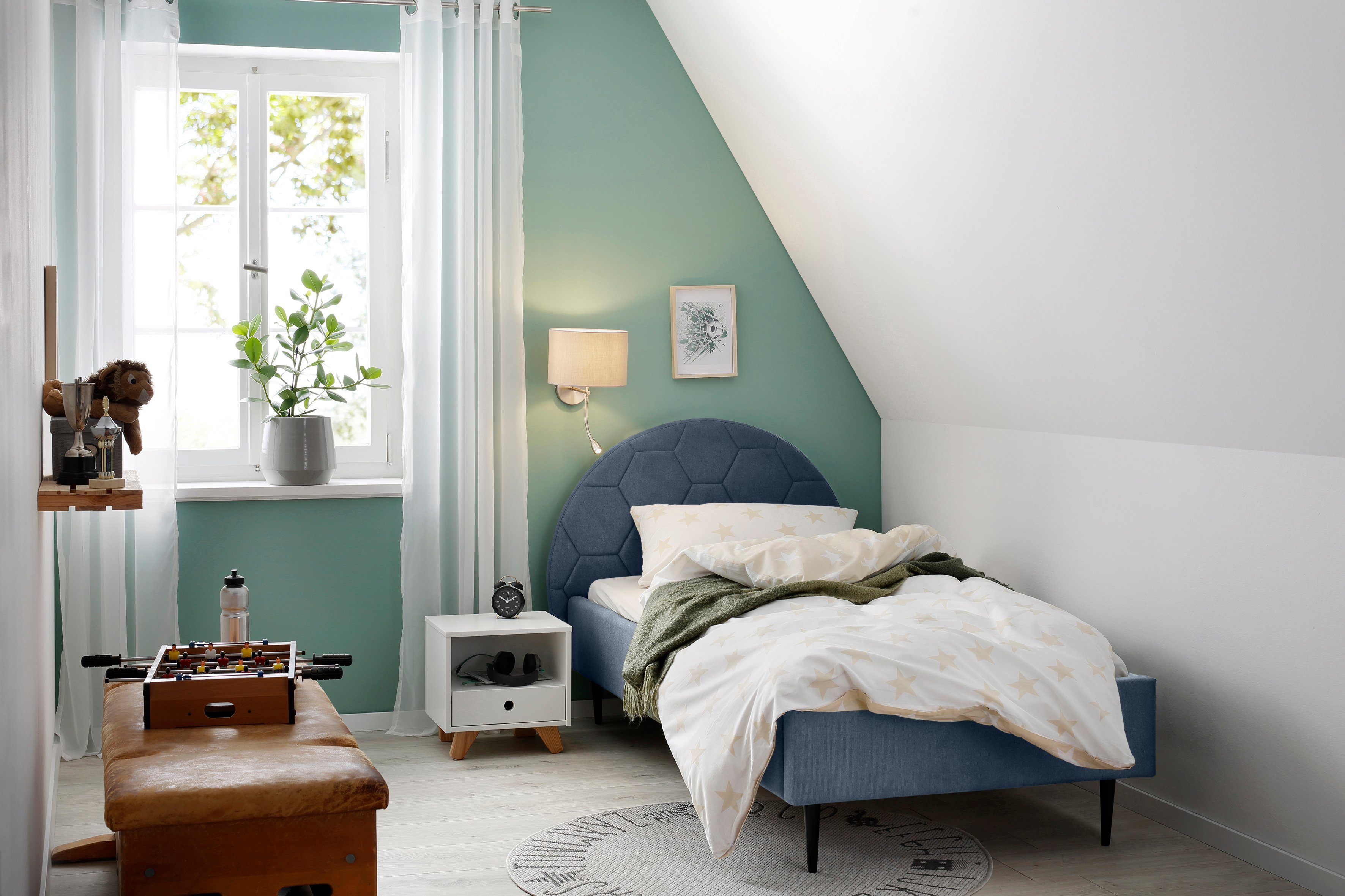 Lüttenhütt Gestoffeerd bed Gebko prettig bekleed hoofdbord met decoratief honingraatmotief