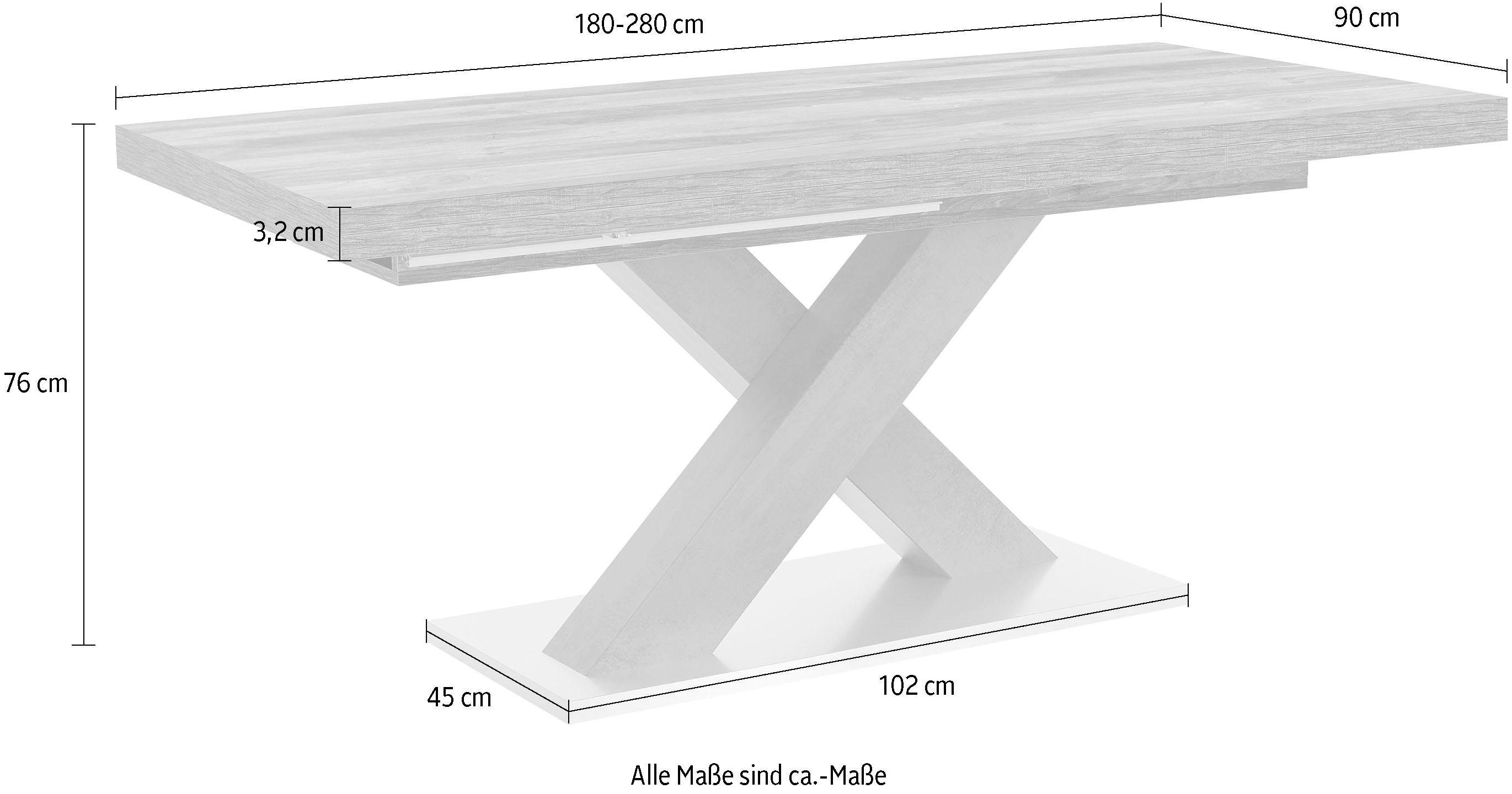 Mäusbacher Eettafel Comfort tafel TOPSELLER! Mäusbacher eettafel met X-frame en voetplaat. Breedte 180-280