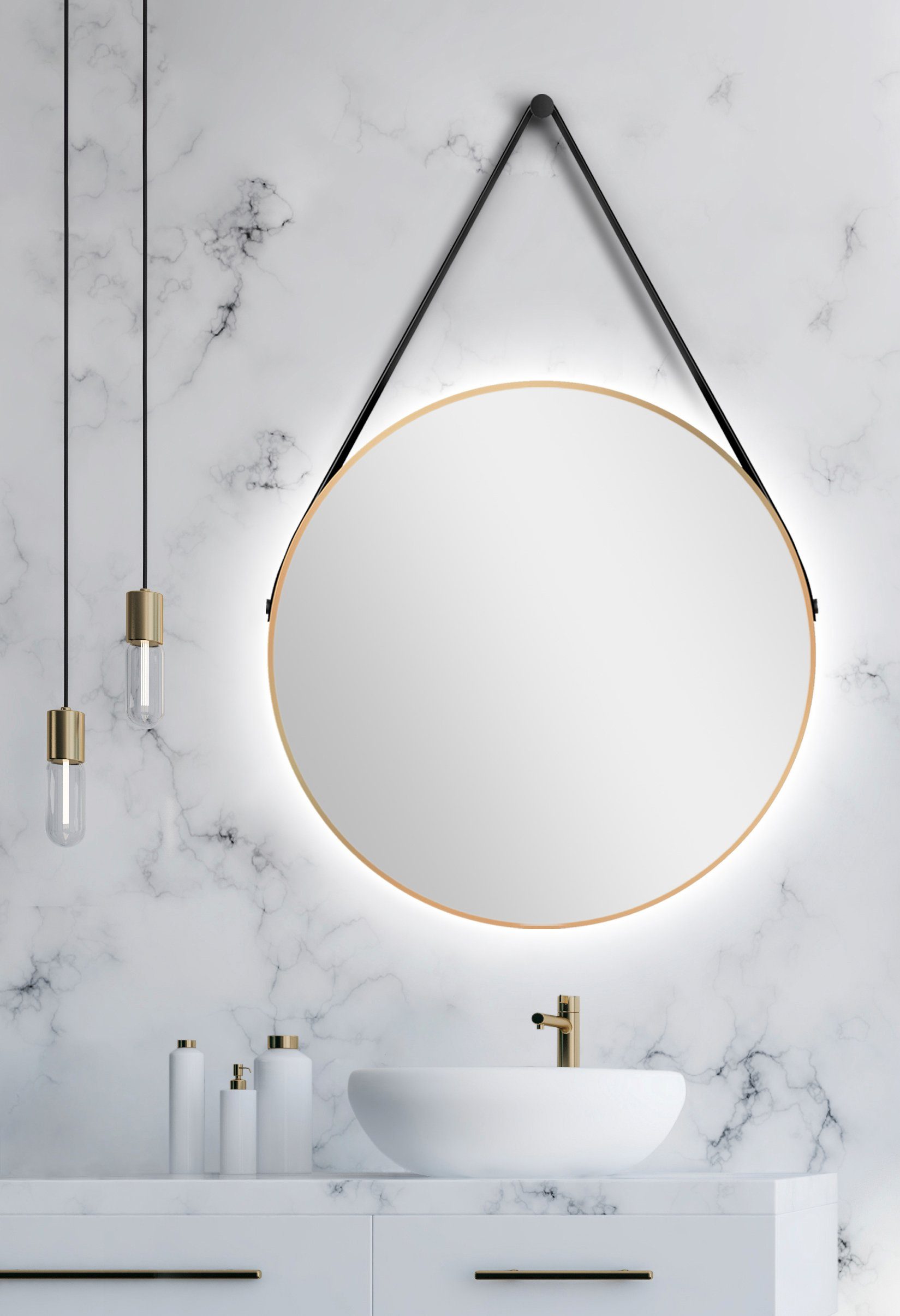 Talos Led-lichtspiegel rond, met indirecte ledverlichting, mat ø 80 cm