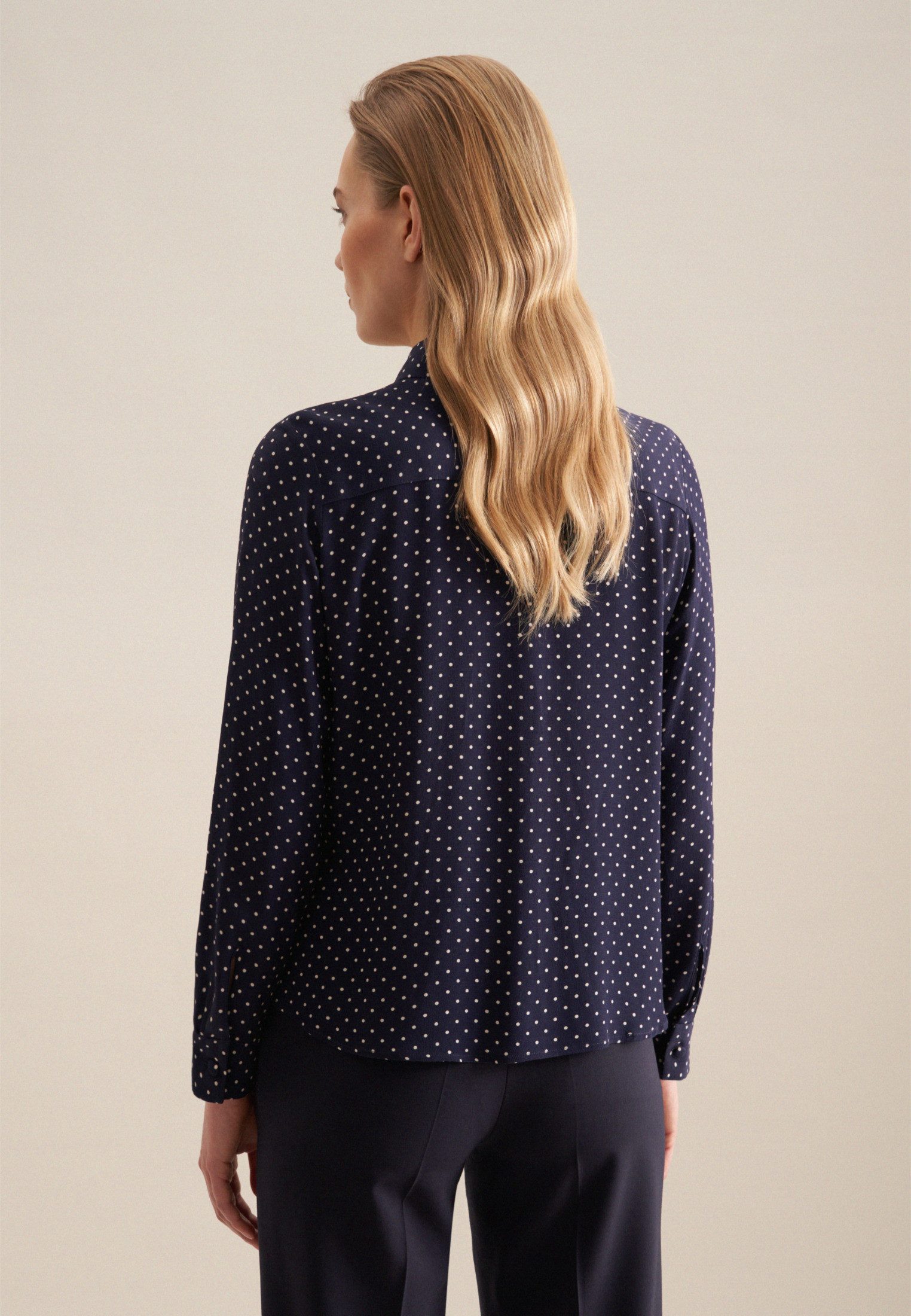 seidensticker Blouse met kraagstrik Lange mouwen kraag stippen