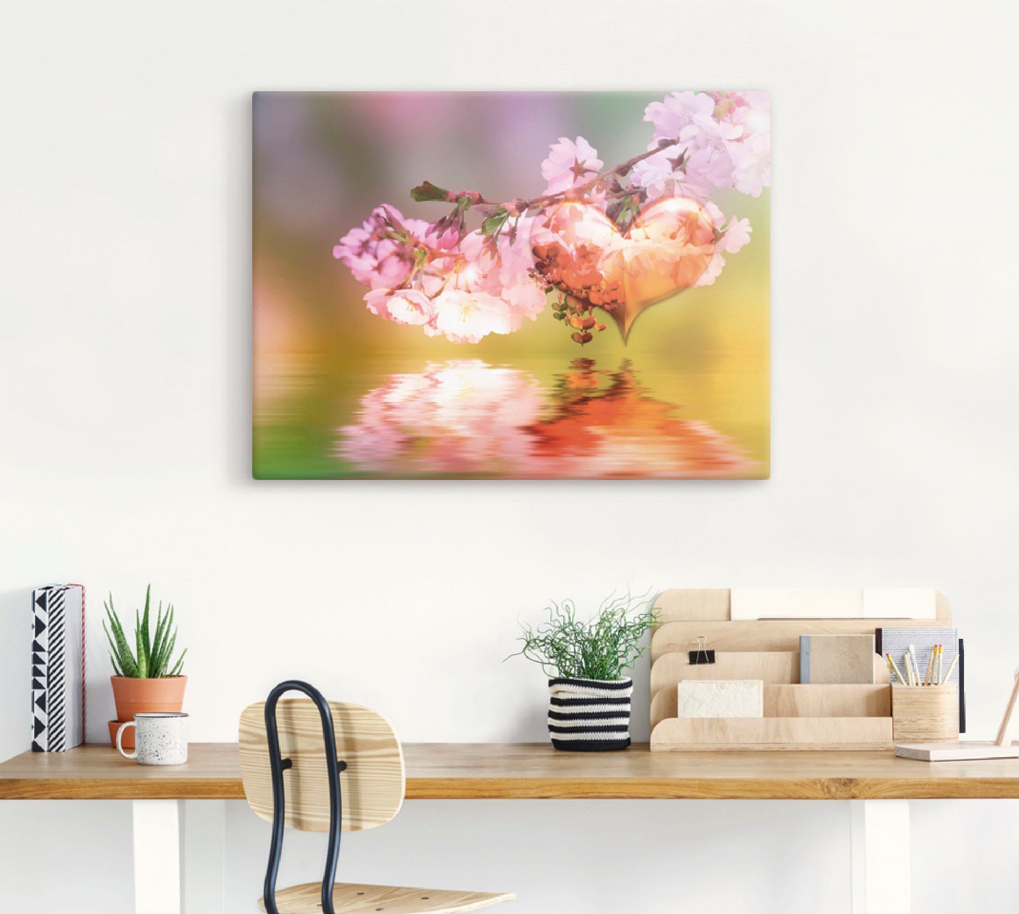 Artland Artprint op linnen Voorjaarshart gespannen op een spieraam