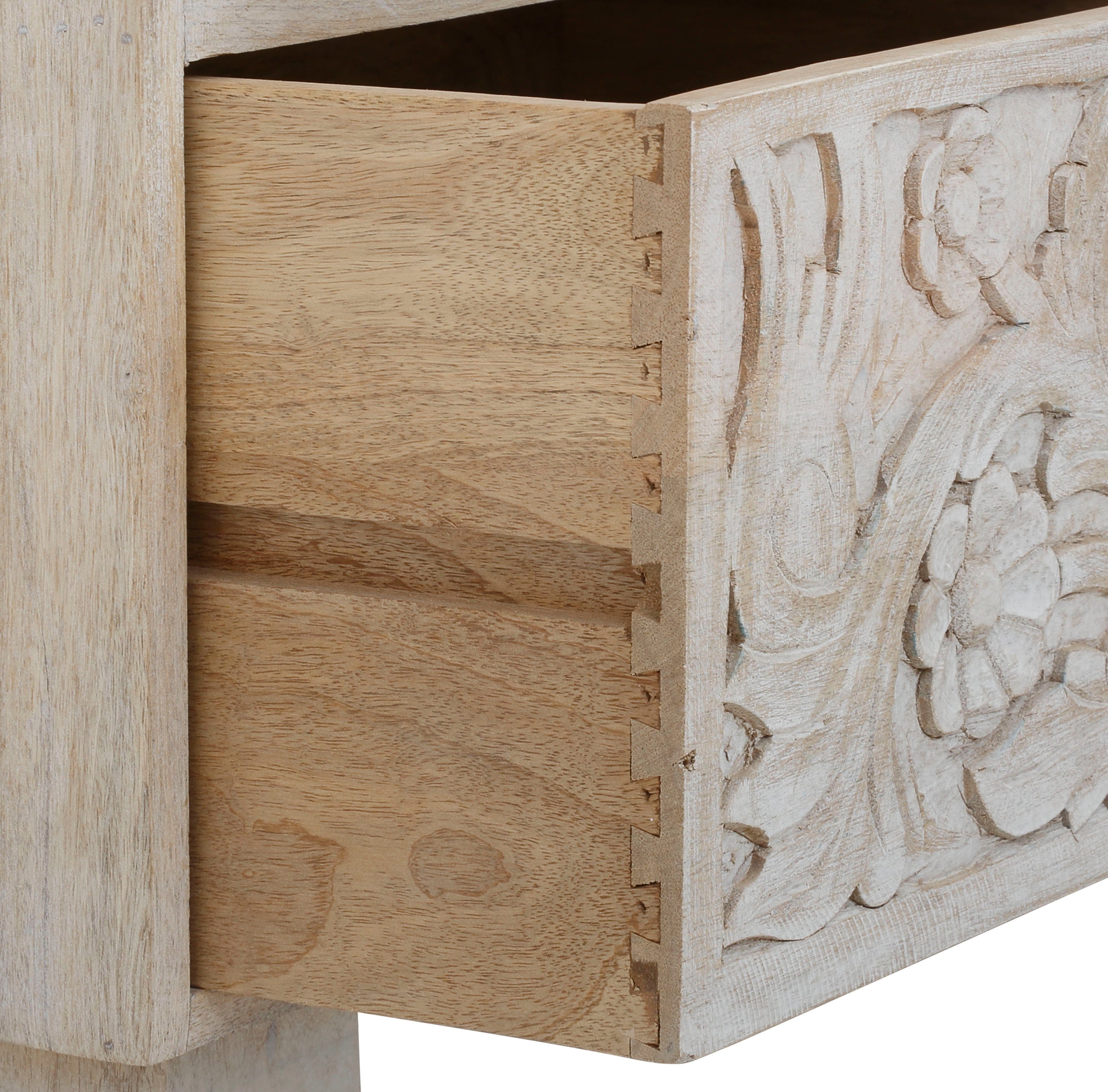 Home affaire Kast Lavin Sideboard Mangohout, met decoratief houtsnijwerk, met de hand gemaakt, breedte 110 cm