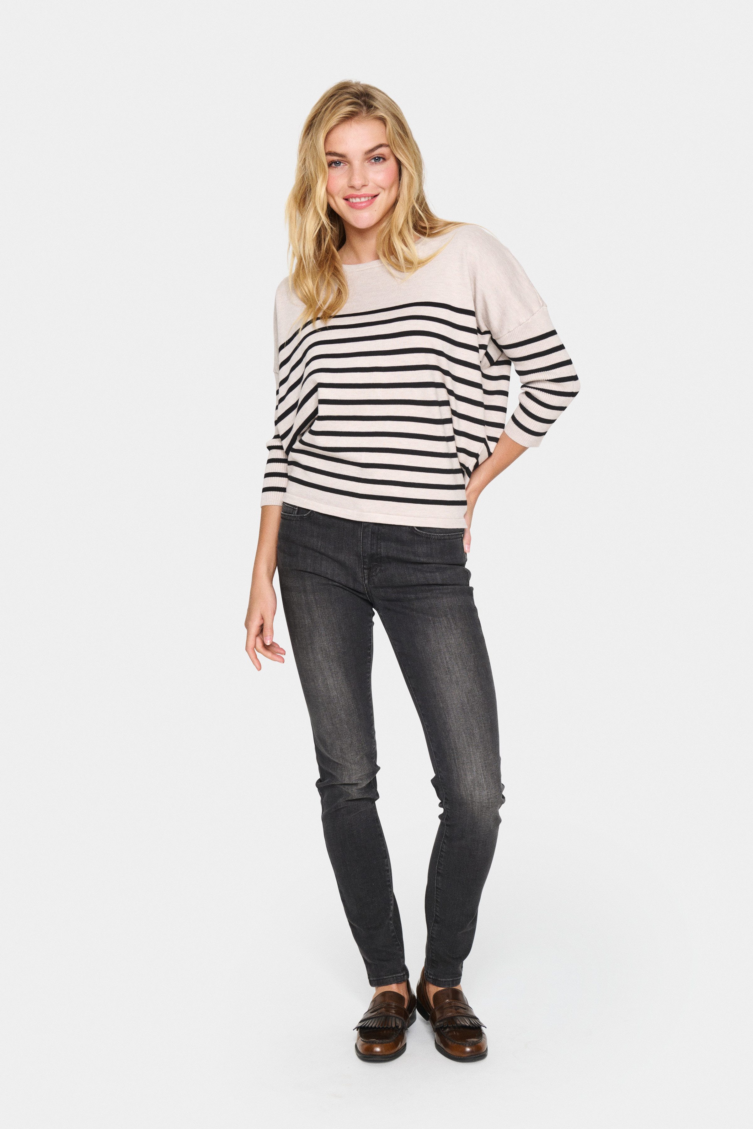 Saint Tropez Gebreide trui MilaSZ R-neck Stripe