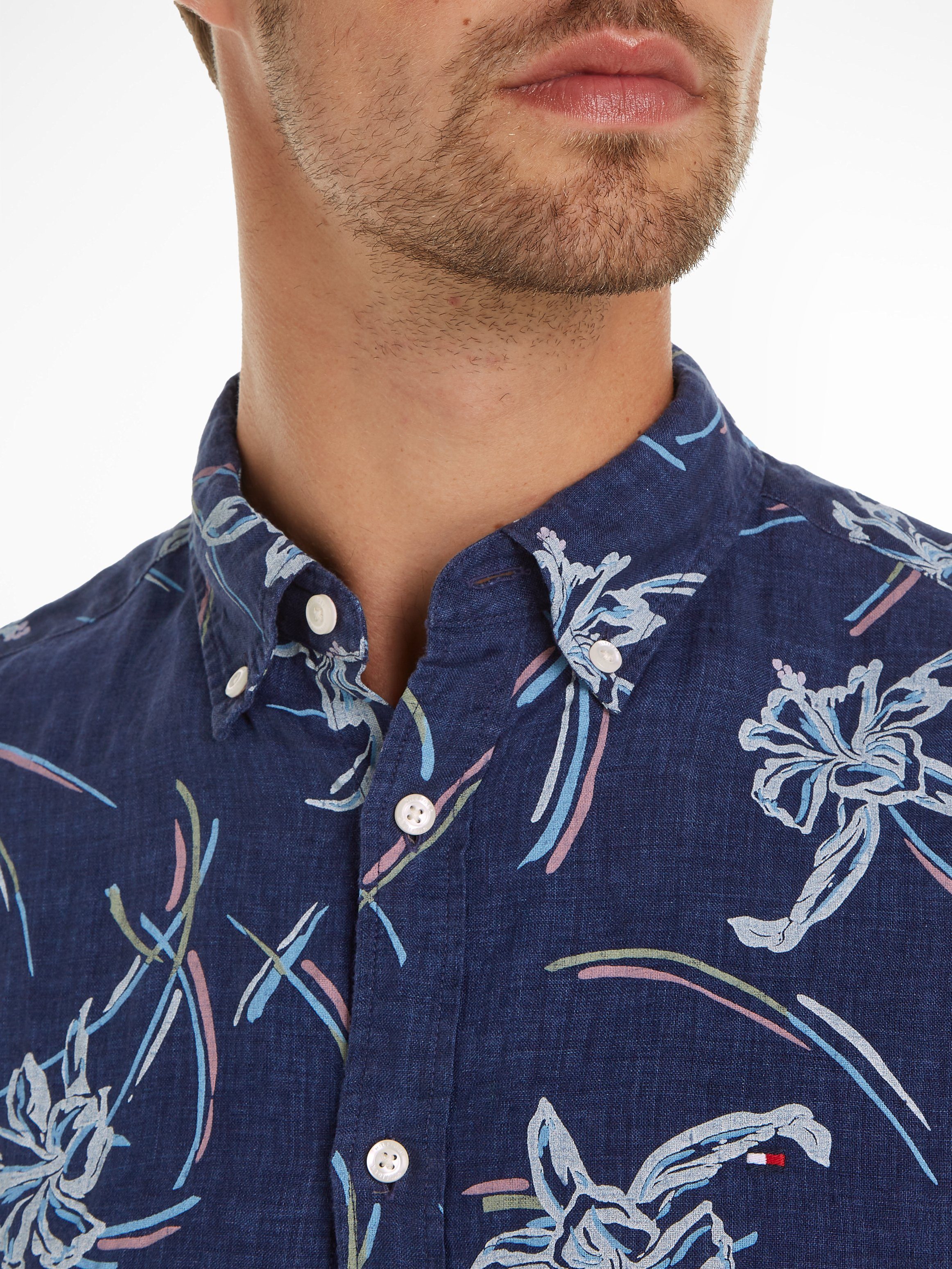 Tommy Hilfiger Linnen overhemd LI TROPICAL PRT SF SHIRT