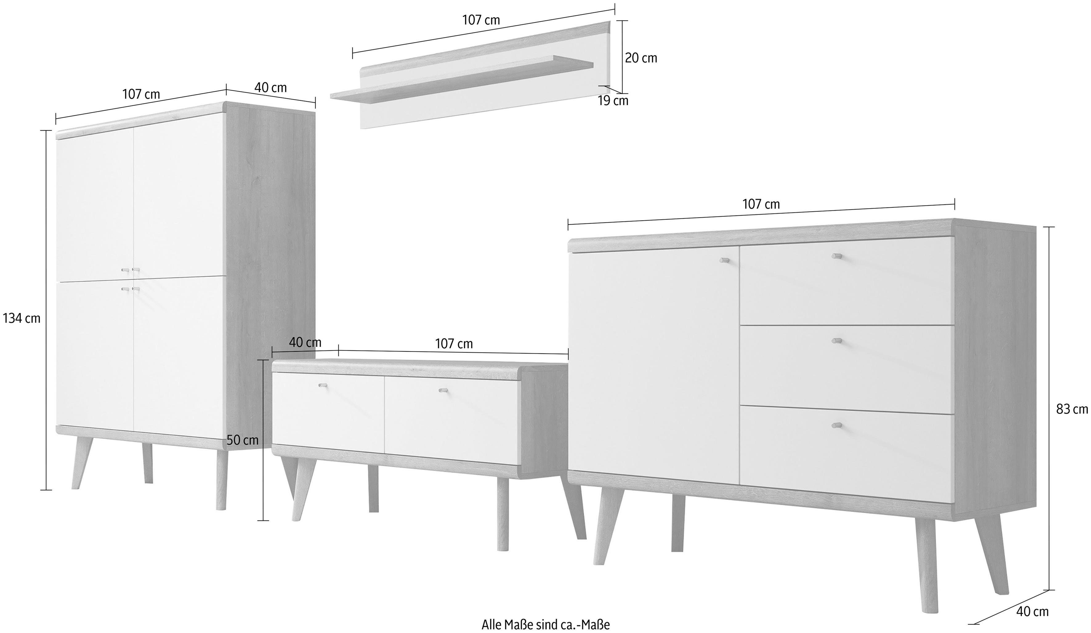andas Wandmeubel MERLE uit de freundin home collection (set, 4-delig)