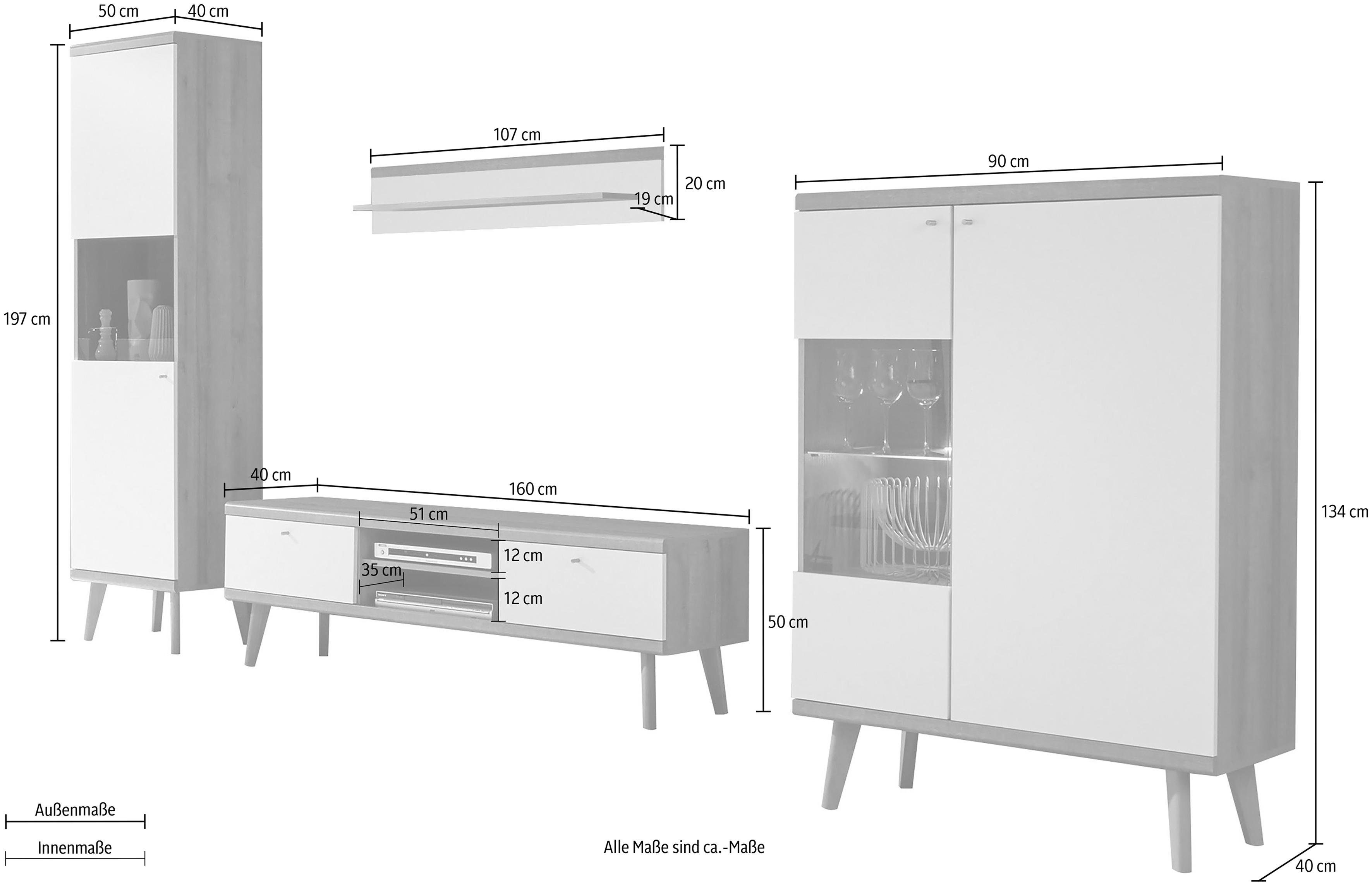 andas Wandmeubel MERLE uit de freundin home collection (set, 4-delig)