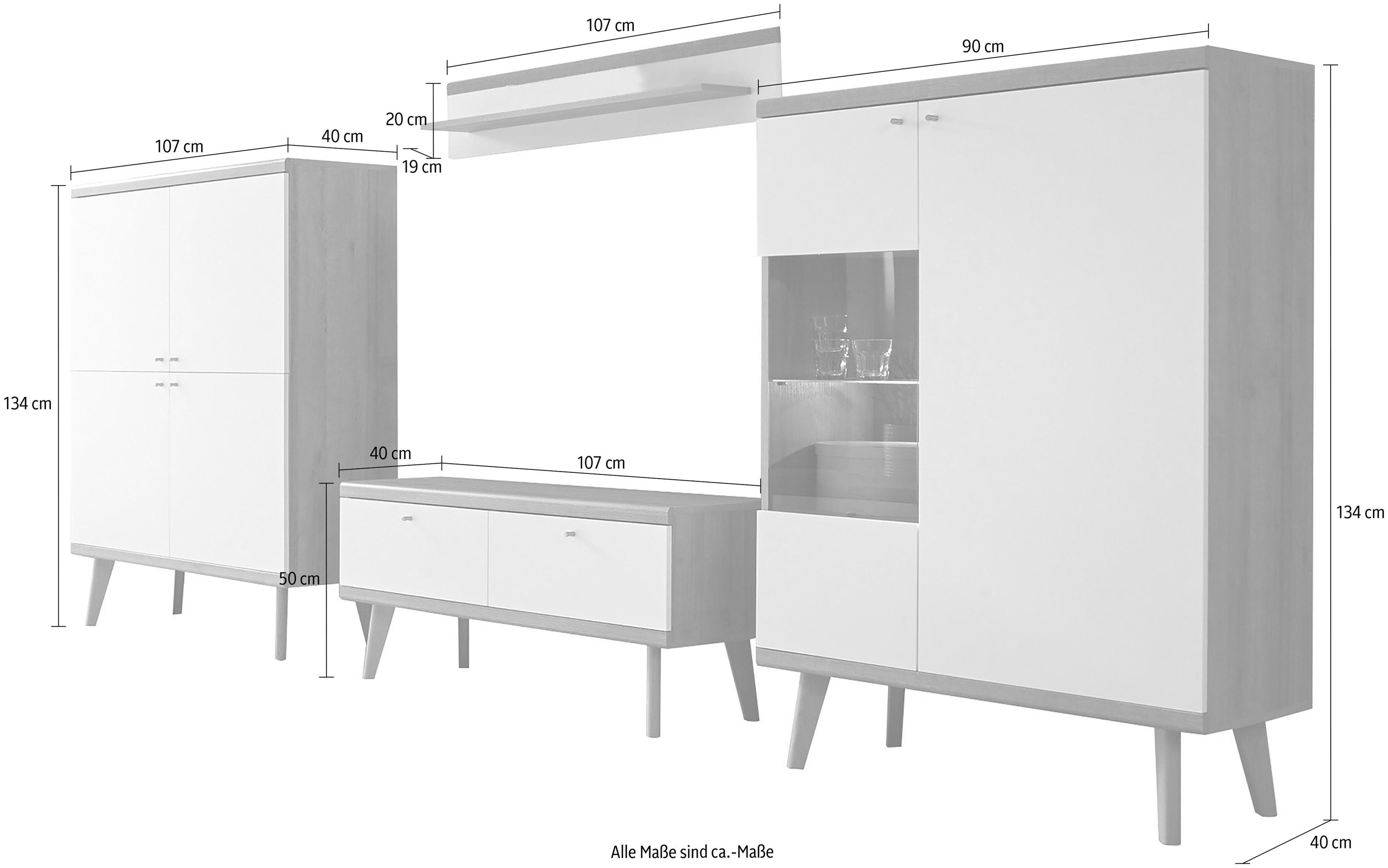 andas Wandmeubel MERLE uit de freundin home collection (set, 4-delig)