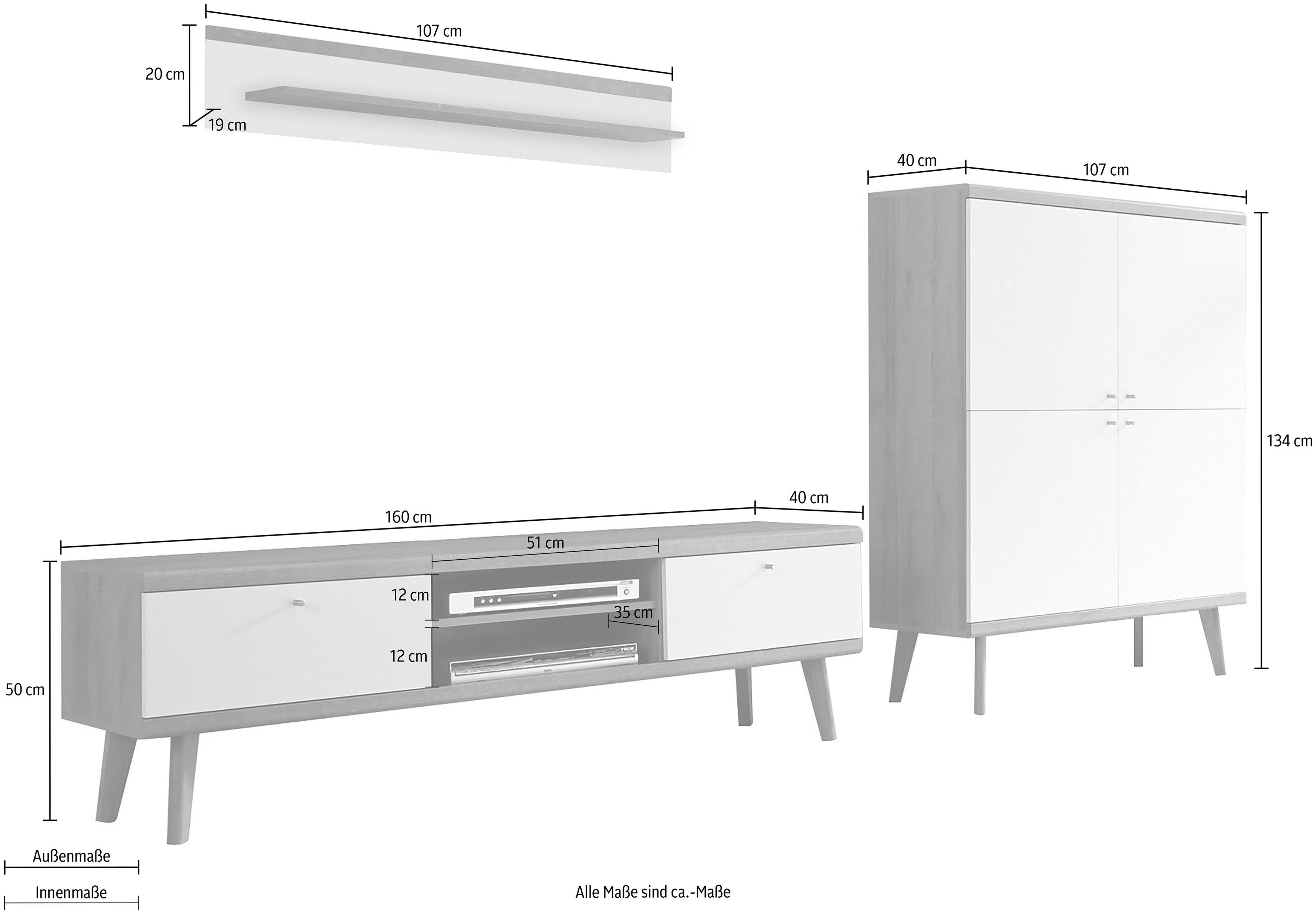 andas Wandmeubel MERLE uit de freundin home collection (set, 3-delig)