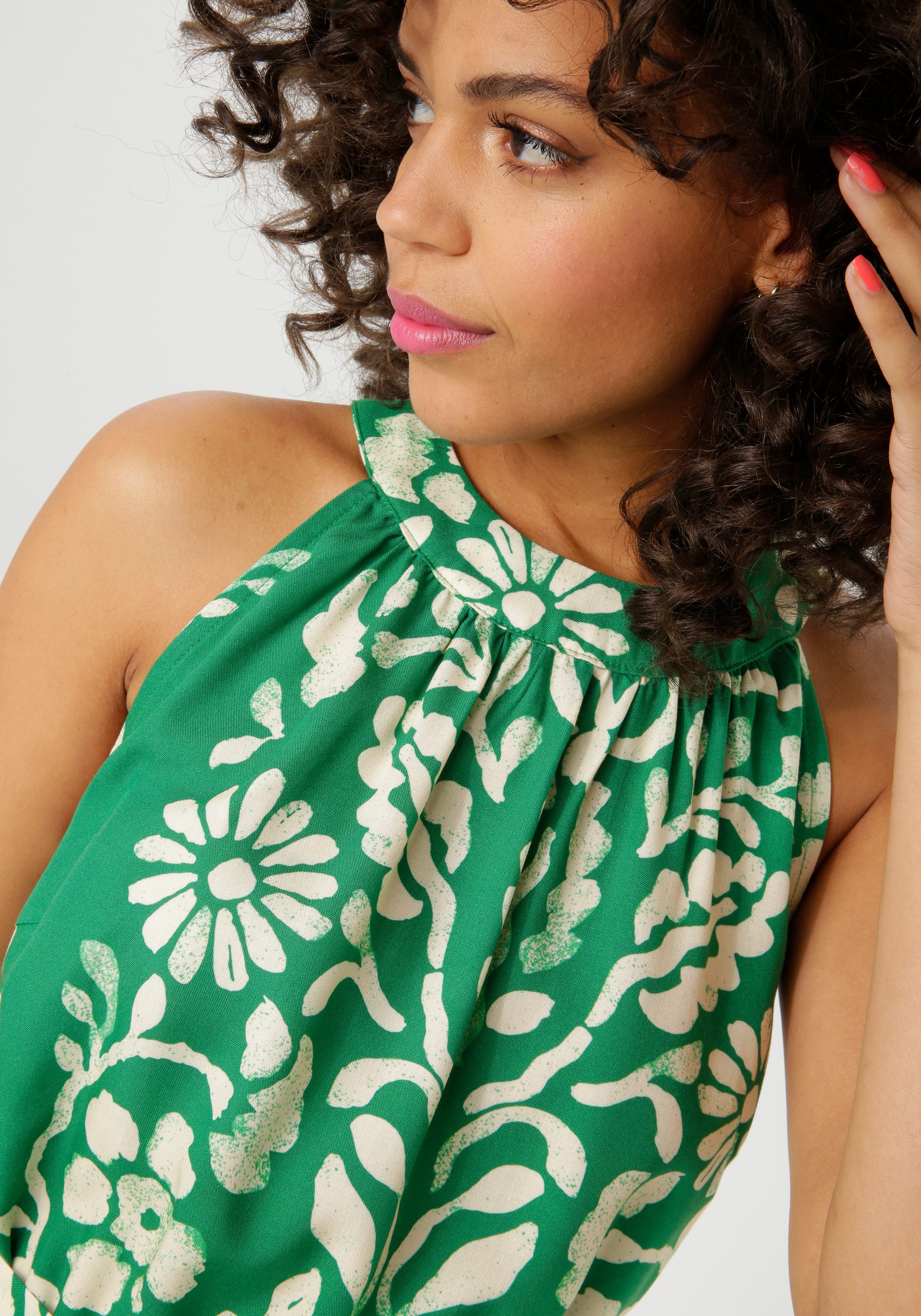 Aniston CASUAL Zomerjurk met extravagante bloemenprint elk stuk is uniek nieuwe collectie (Met afneembare bindband)
