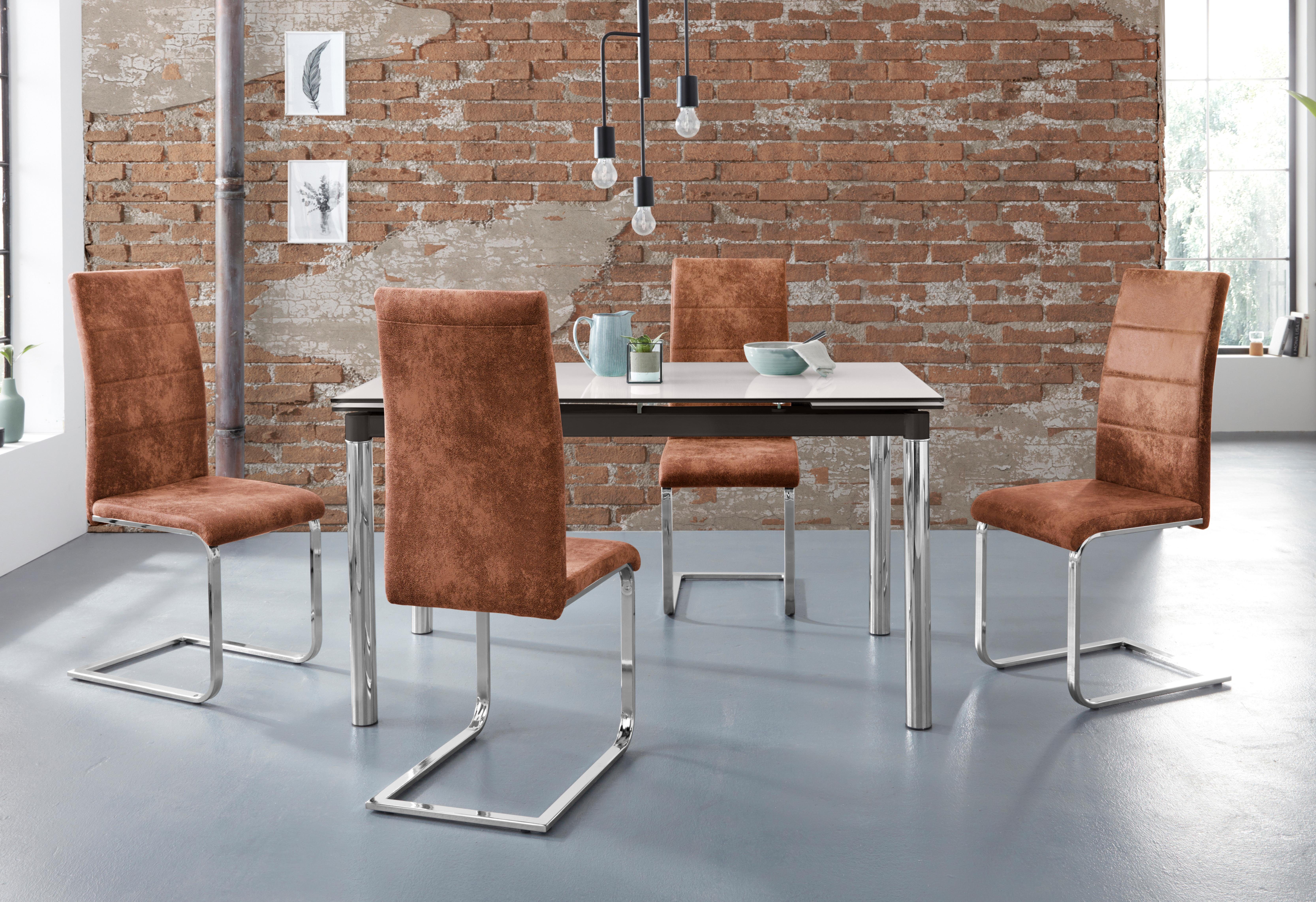 inosign eethoek nelson-cosy met 4 stoelen, tafel uittrekbaar, breedte 140-200 cm (set, 5-delig) zwart