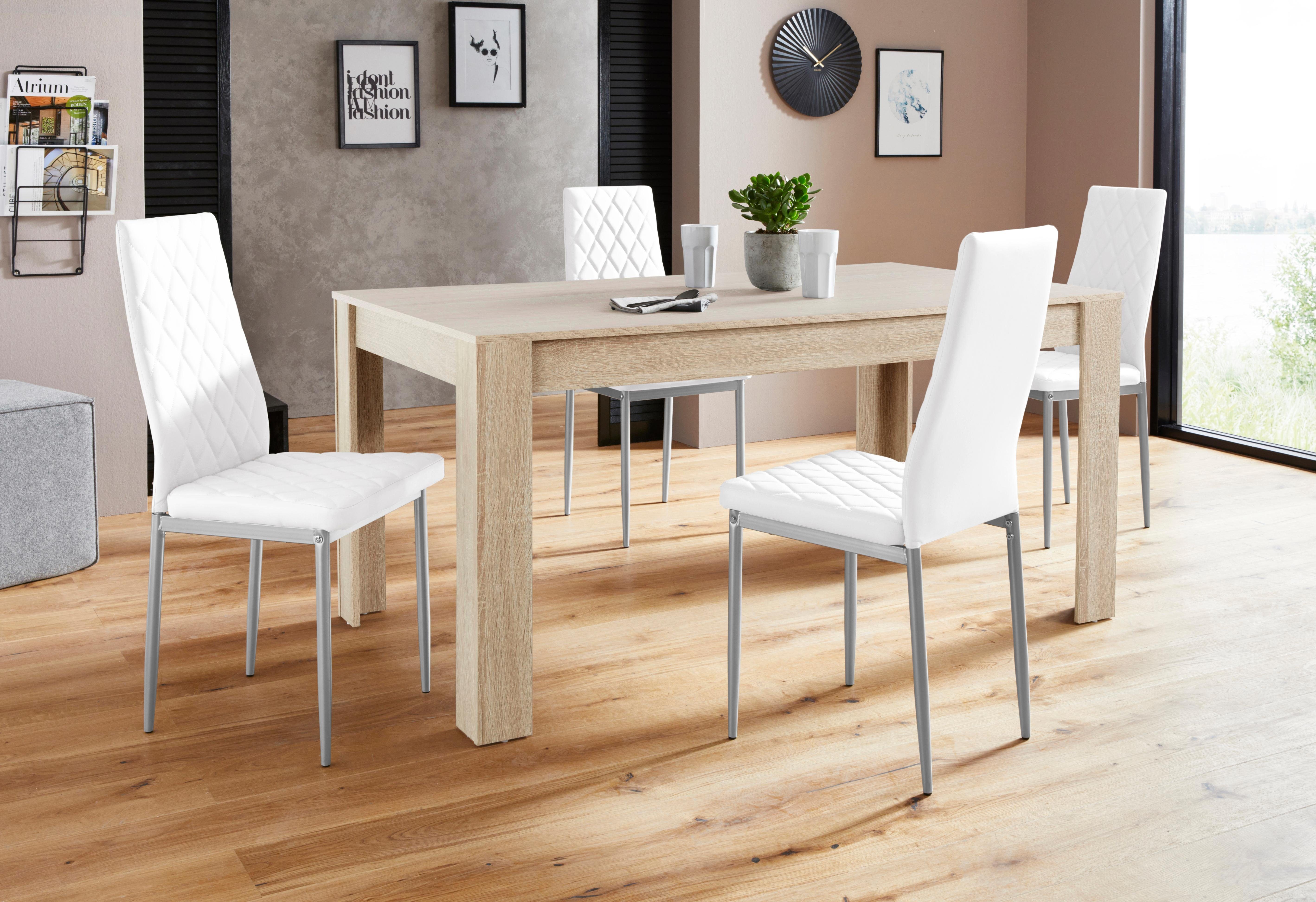 inosign eethoek lynn160-brooke tafel met 4 stoelen (set, 5-delig) wit