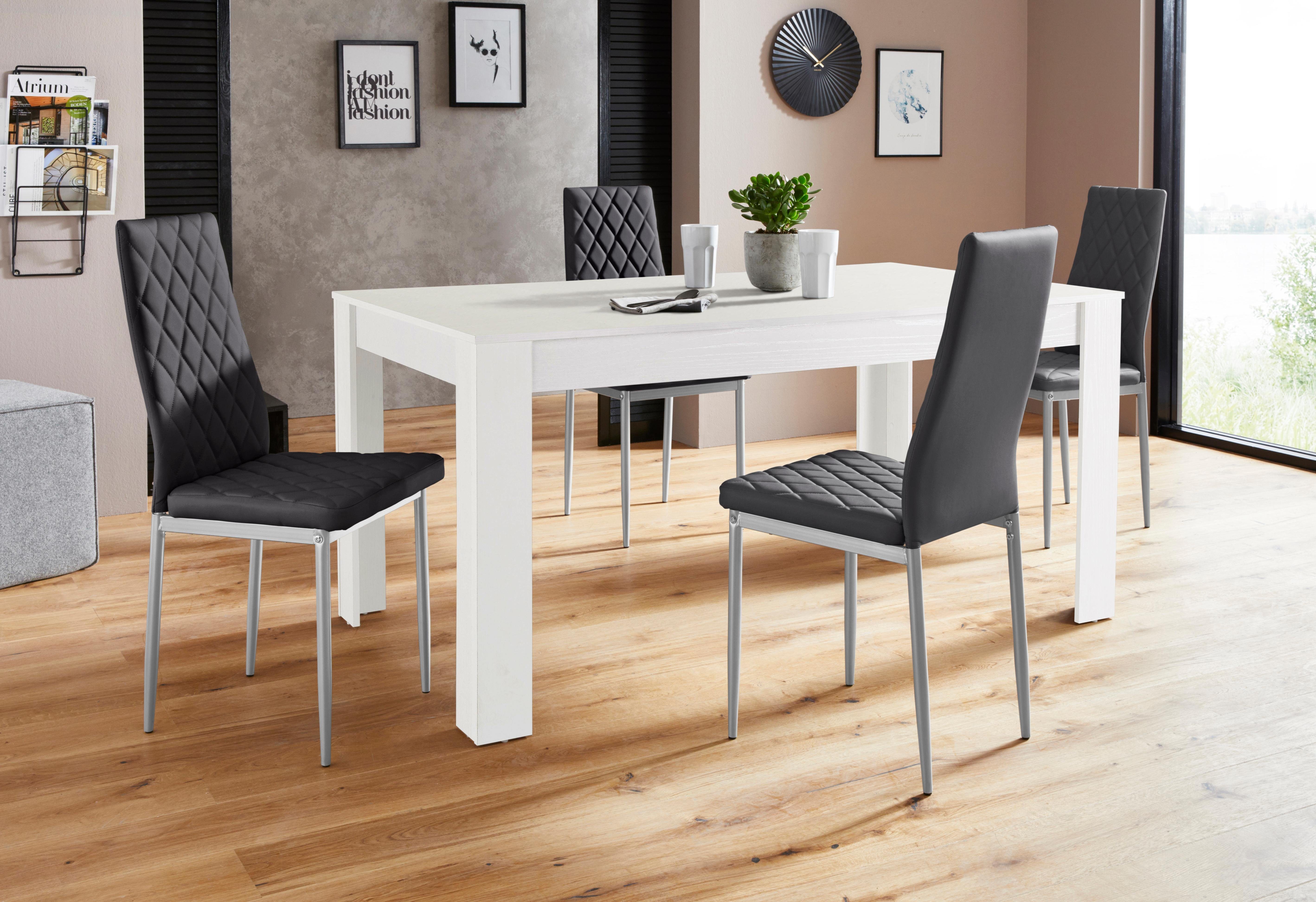 INOSIGN Eethoek Lynn160/Brooke Tafel met 4 stoelen (set, 5-delig) eethoeken wit