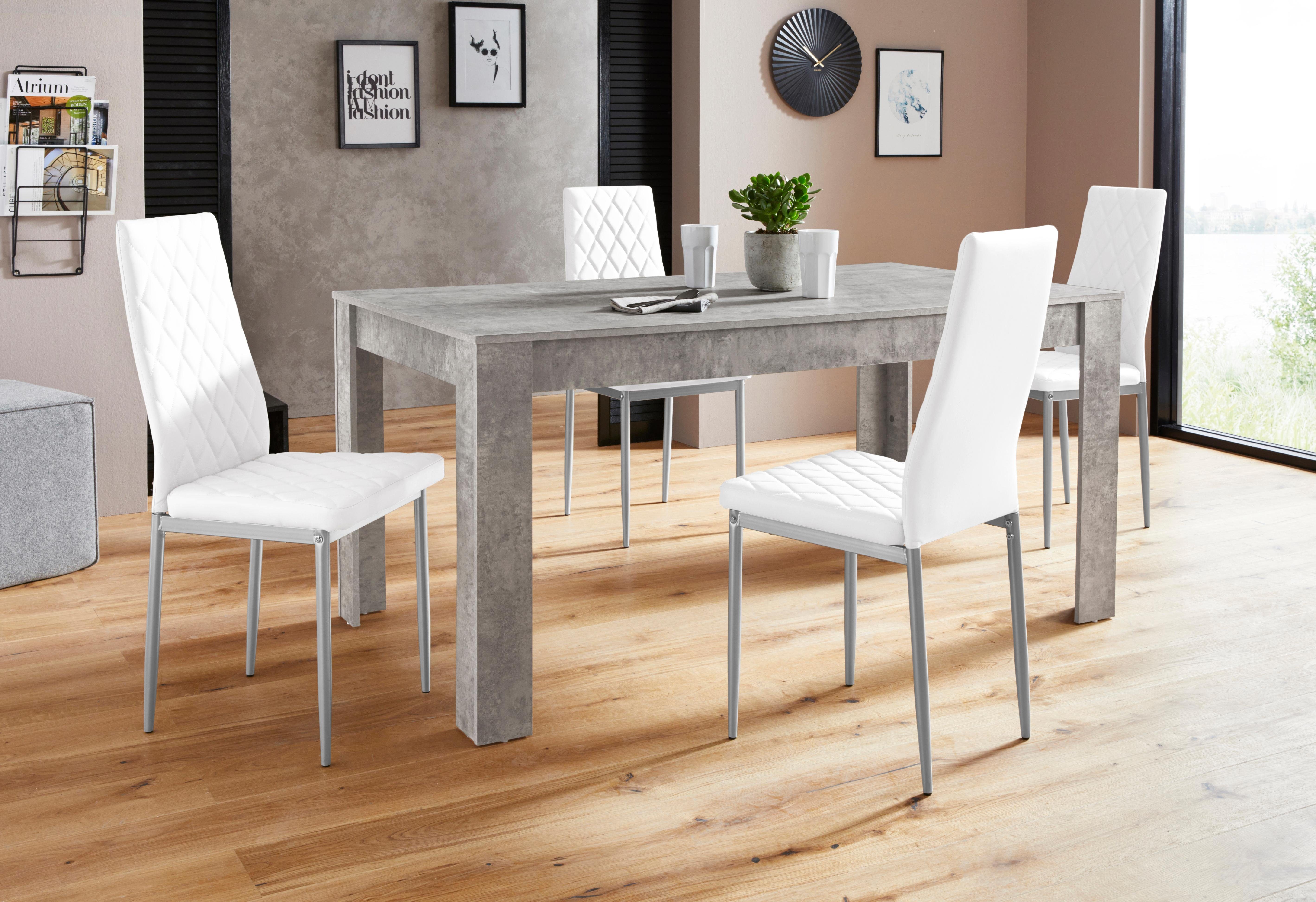 INOSIGN Eethoek Lynn160/Brooke Tafel met 4 stoelen (set, 5-delig) eethoeken wit