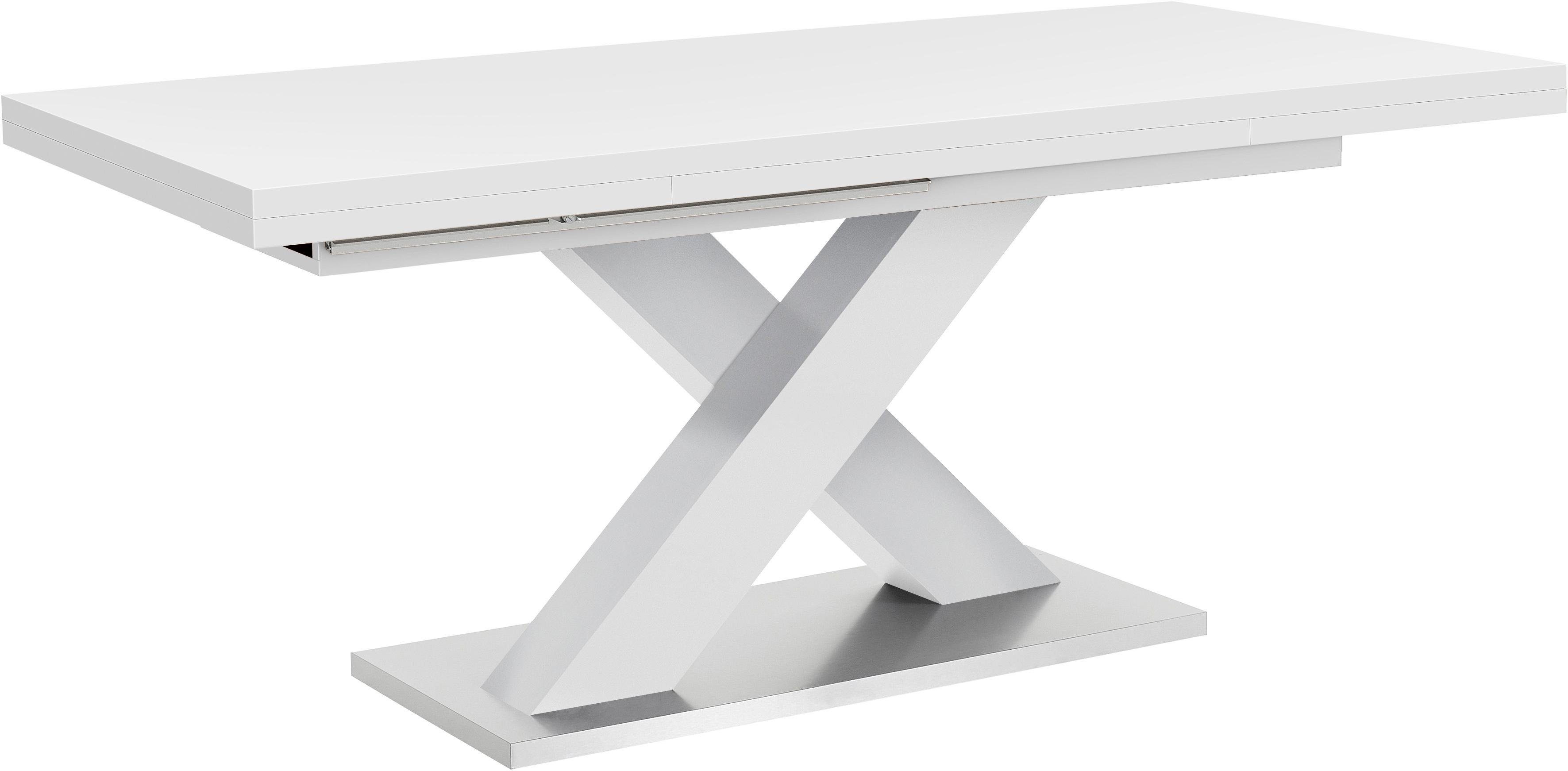Mäusbacher Eettafel Comfort C met x-frame in wit en met uittrekfunctie, breedte 160-260 cm