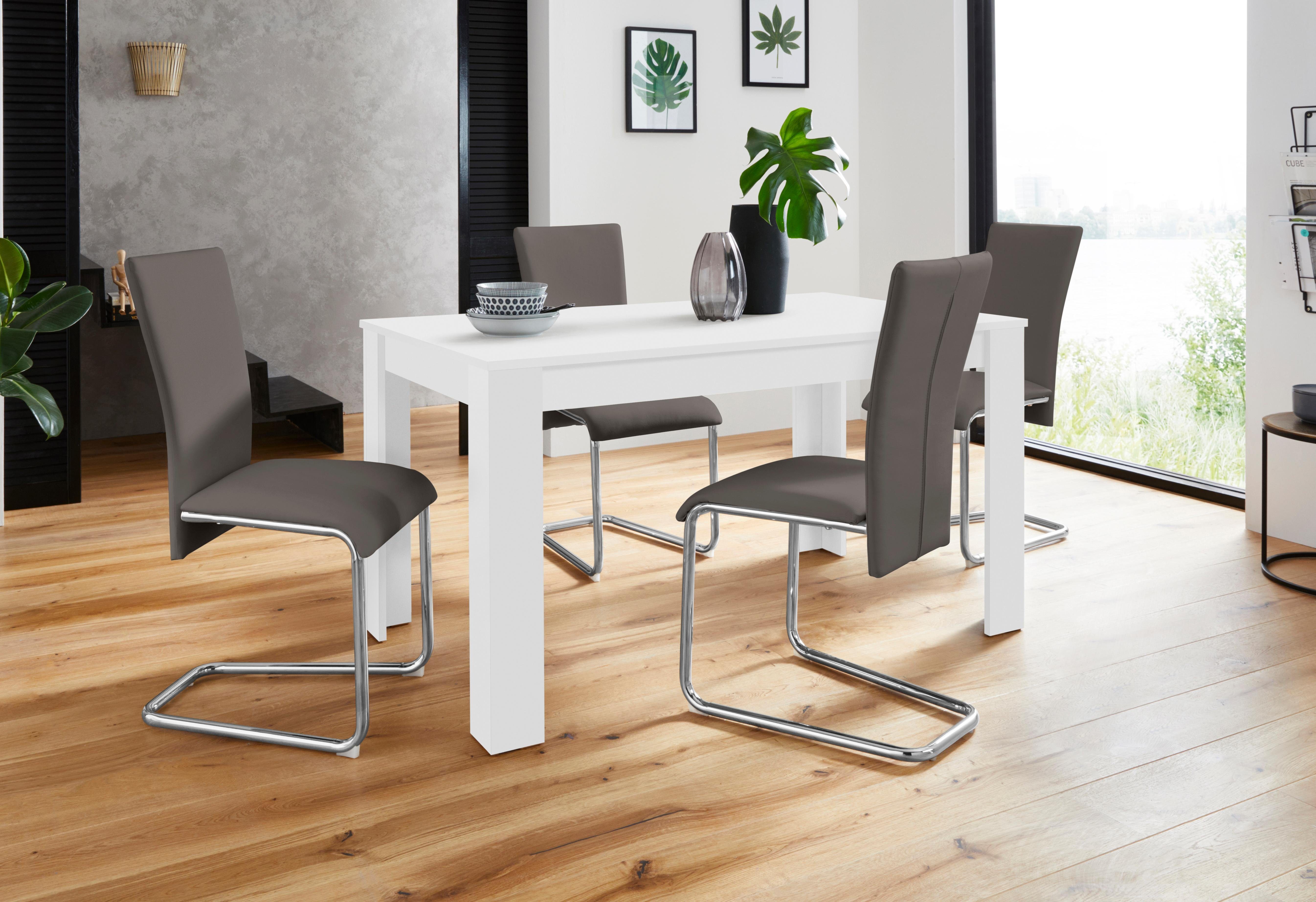 Homexperts Eethoek Nick3-Mulan met 4 stoelen, tafel in wit, breedte 140 cm (set, 5-delig)