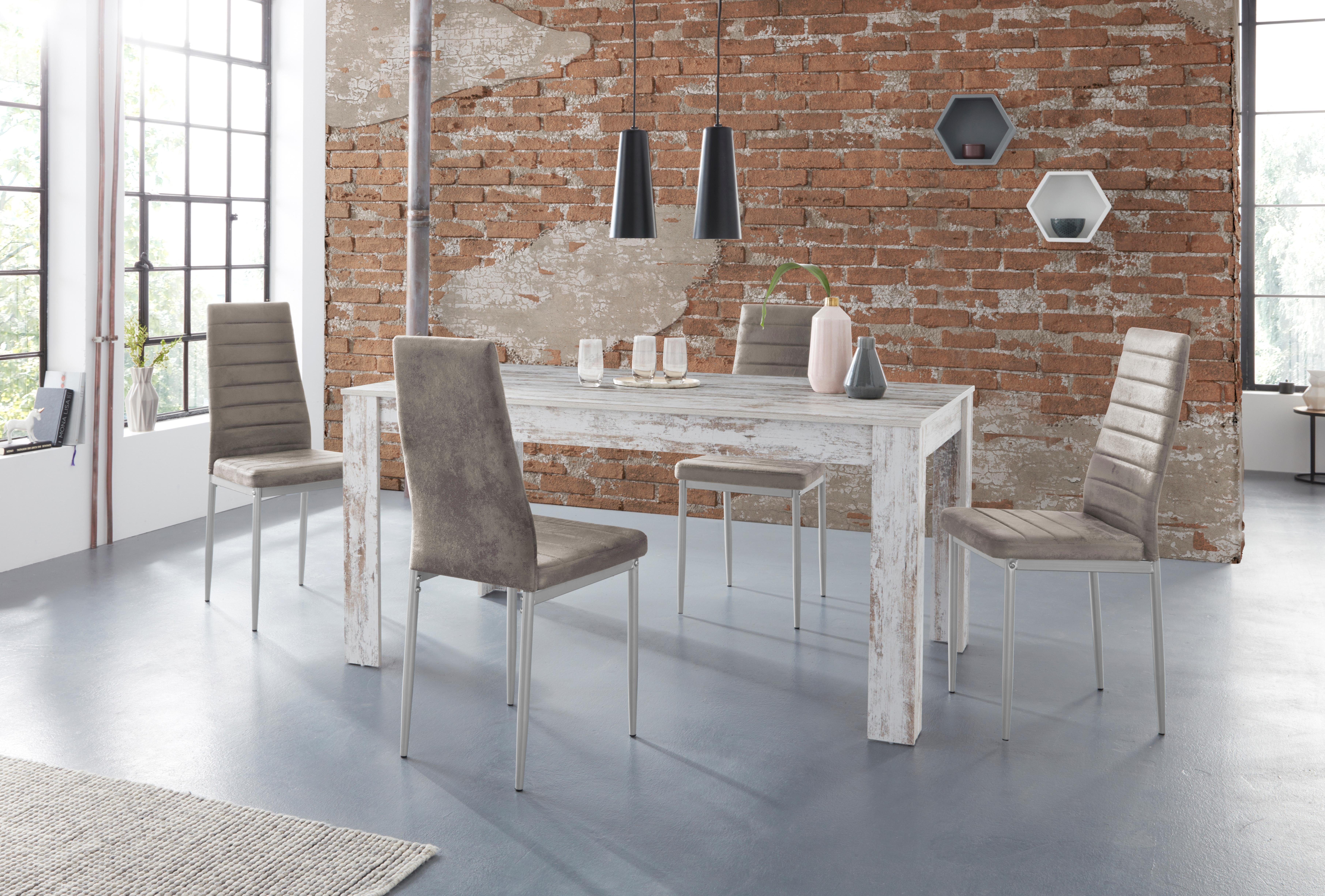 INOSIGN Eethoek Lynn160/Kate Tafel met 4 stoelen (set, 5-delig) eethoeken wit