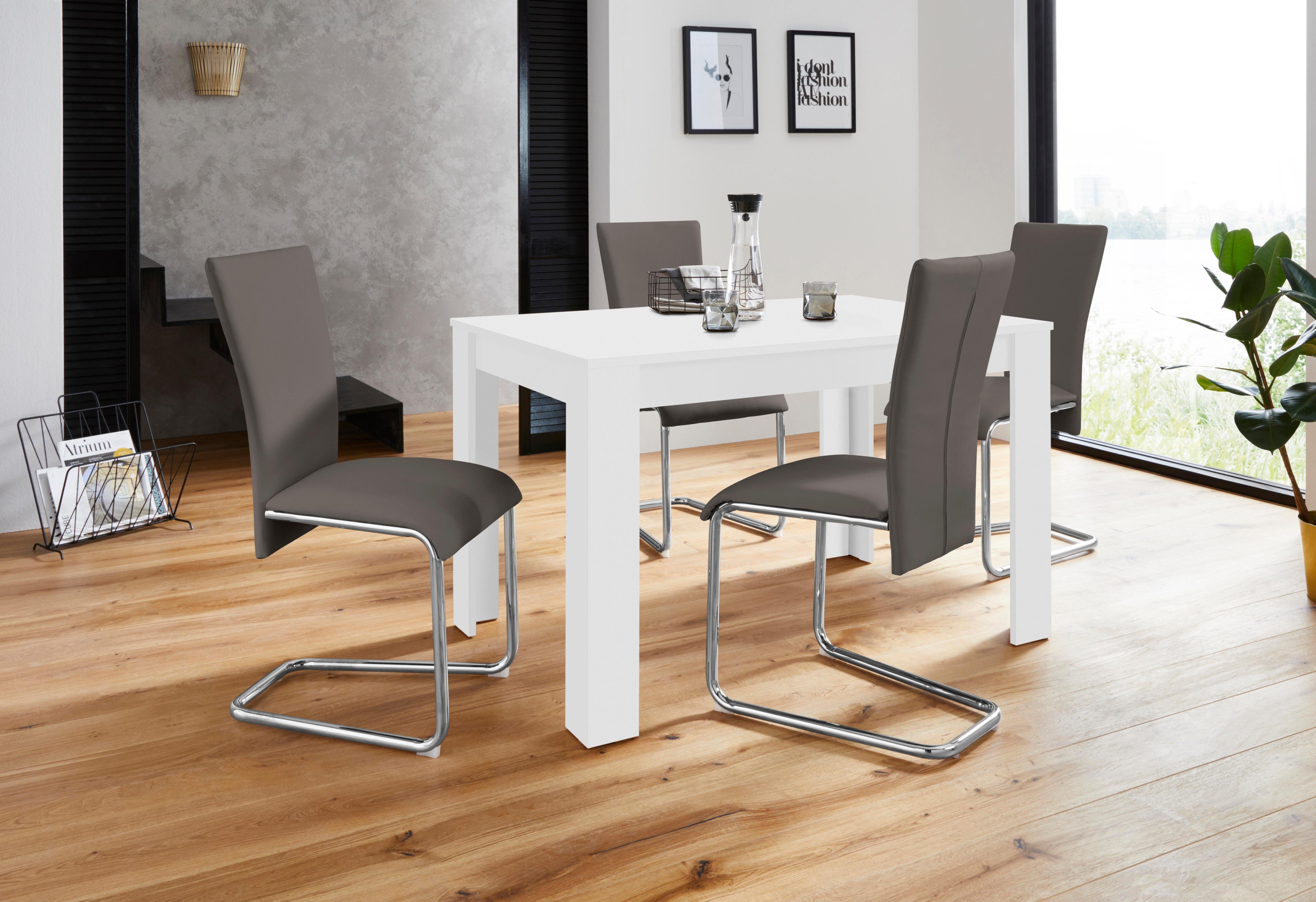 Homexperts Eethoek Nick2-Mulan met 4 stoelen, tafel in wit, breedte 120 cm (set, 5-delig)