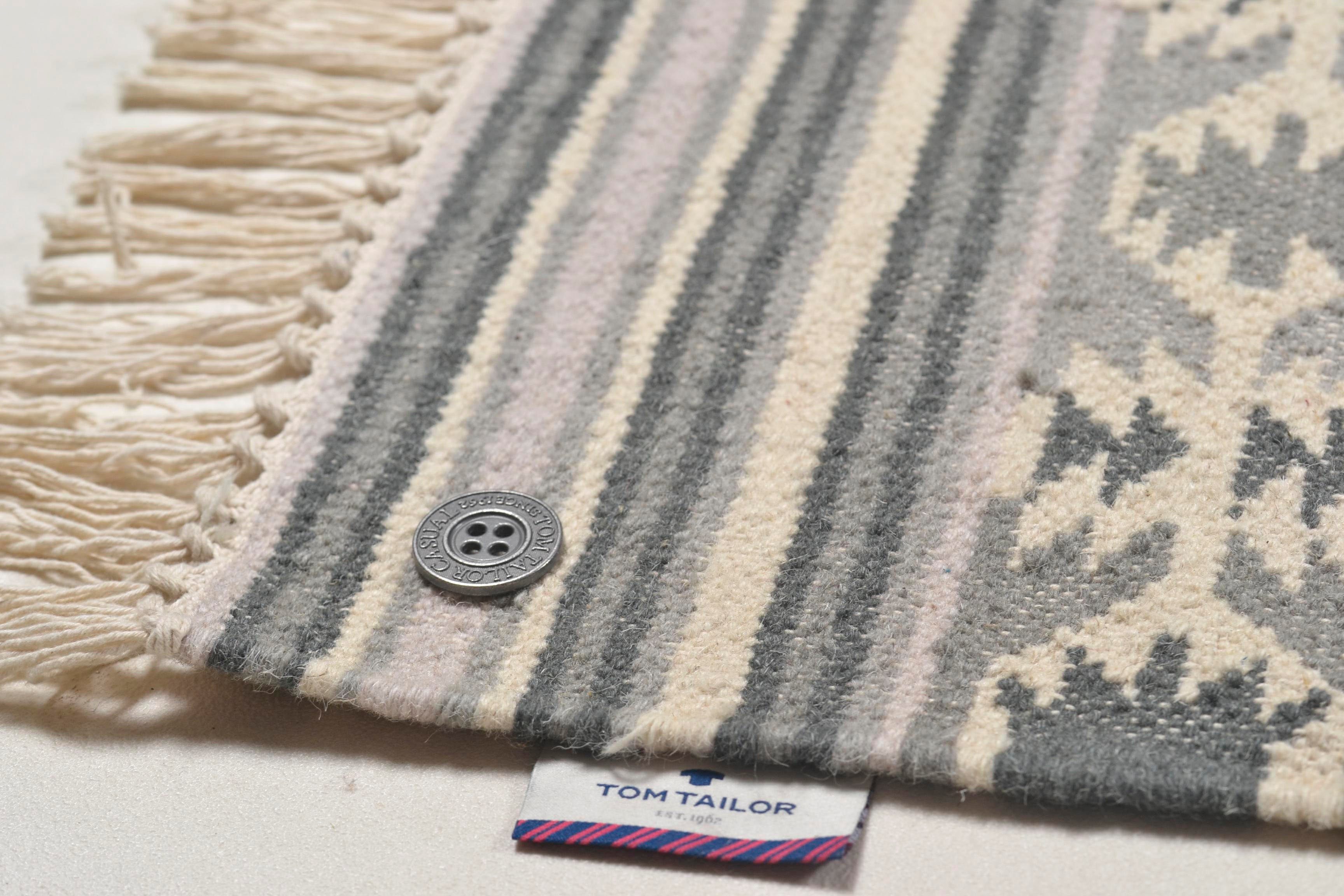 TOM TAILOR HOME Wollen kleed Kelim Colors I zuivere wol, robuust en slijtvast, met franje, boho-stijl
