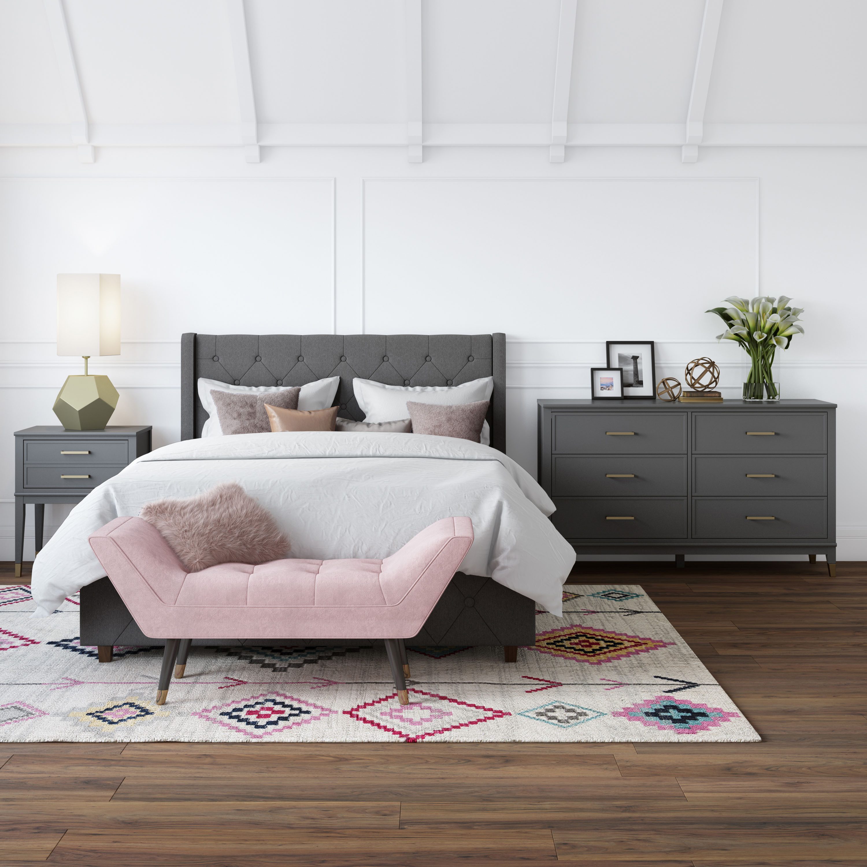 CosmoLiving by Cosmopolitan Kast Westerleigh met 6 laden, mdf, poten van massief hout, hoogte 85 cm, breedte 145 cm