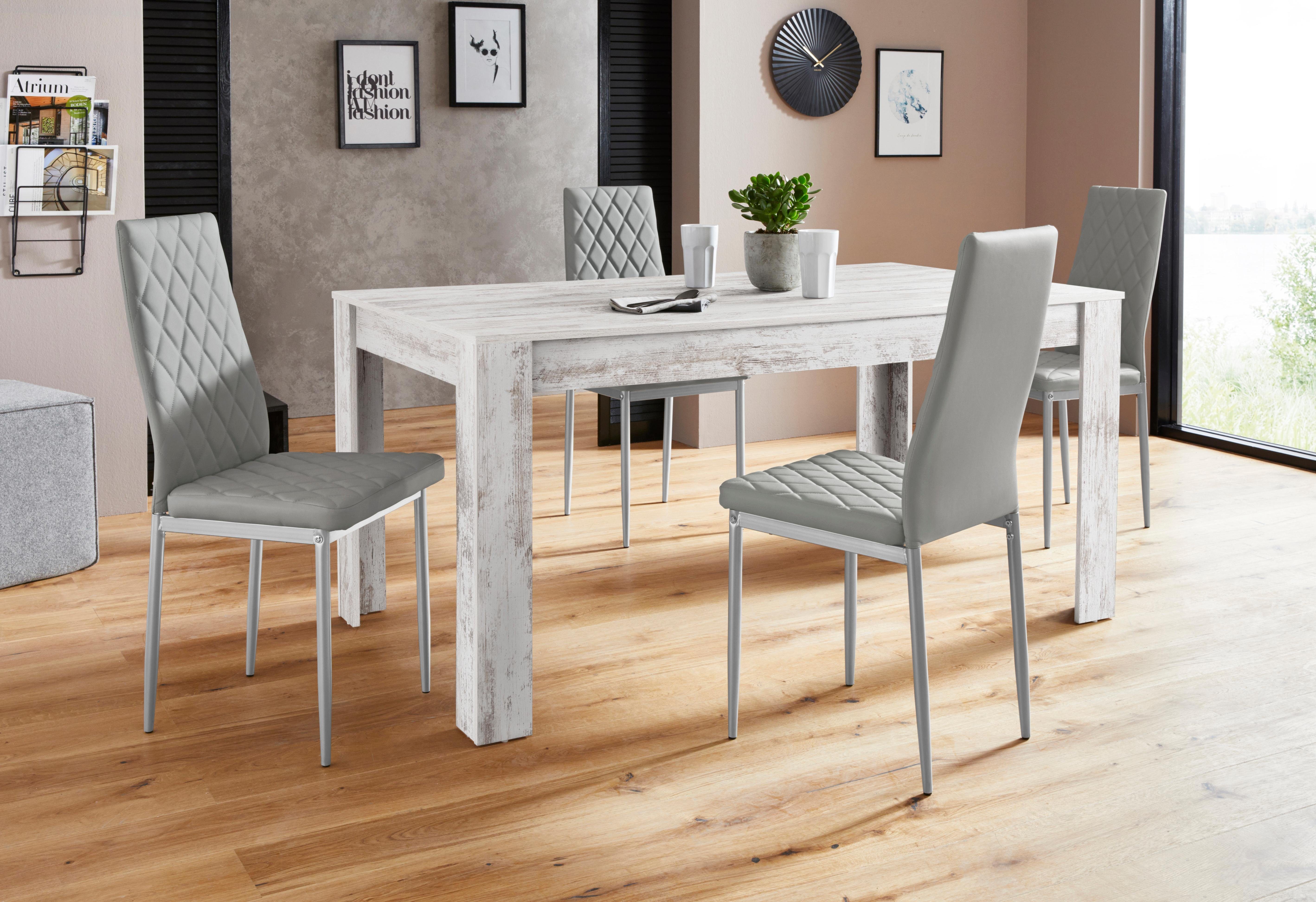 INOSIGN Eethoek Lynn160/Brooke Tafel met 4 stoelen (set, 5-delig) eethoeken wit