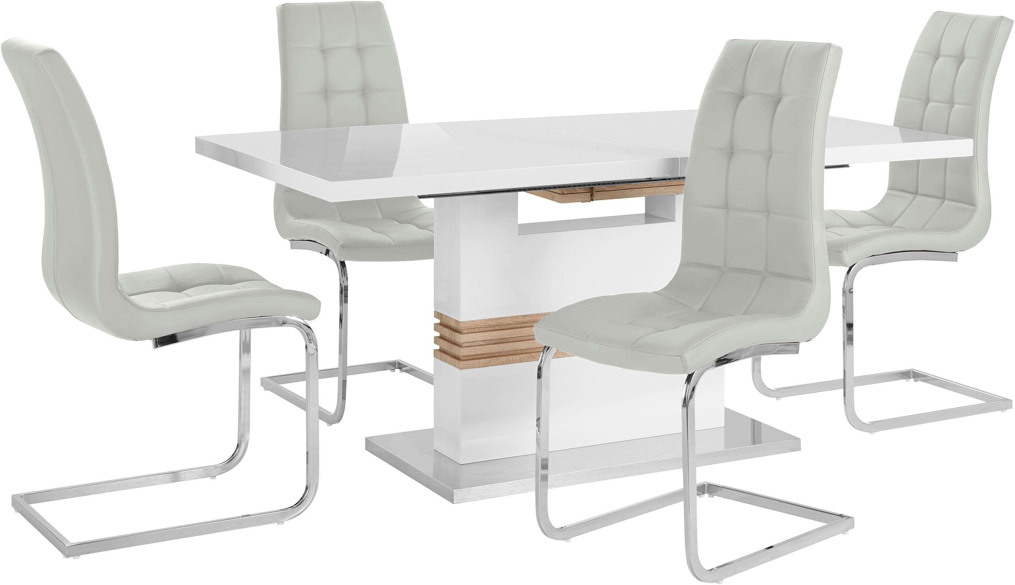 INOSIGN Eethoek Perez/Lola met 4 stoelen, tafel uittrekbaar, breedte 160-200 cm (set, 5-delig)
