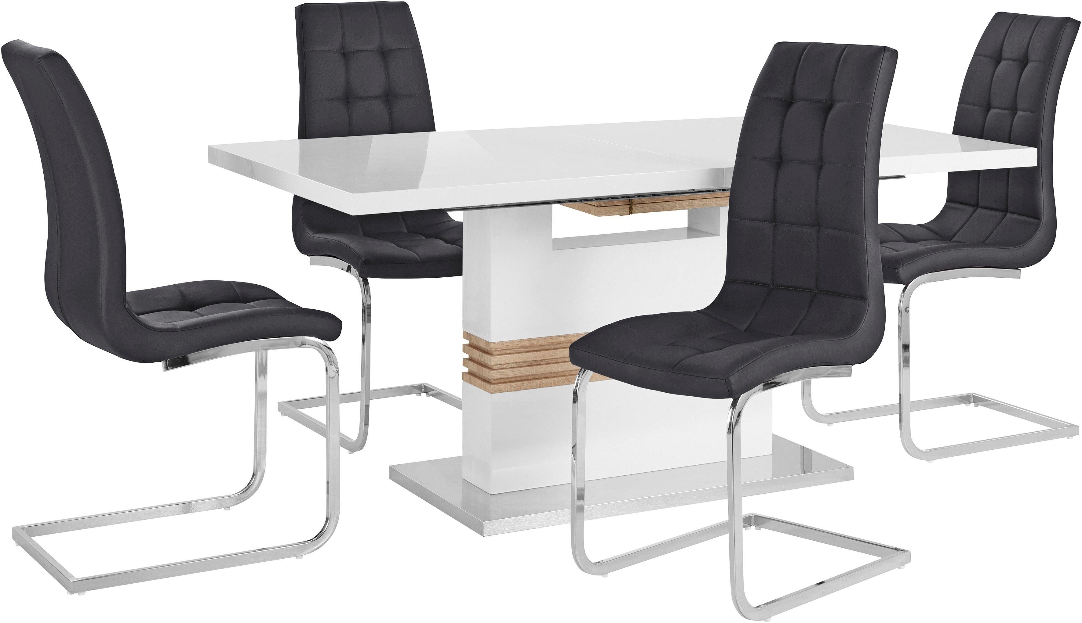 INOSIGN Eethoek Perez/Lola met 4 stoelen, tafel uittrekbaar, breedte 160-200 cm (set, 5-delig)
