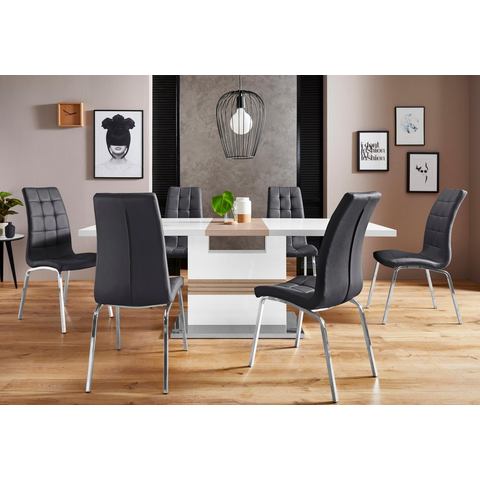 INOSIGN Eethoek Perez-paars met 4 stoelen, tafel uittrekbaar, breedte 160-200 cm (set, 5-delig)
