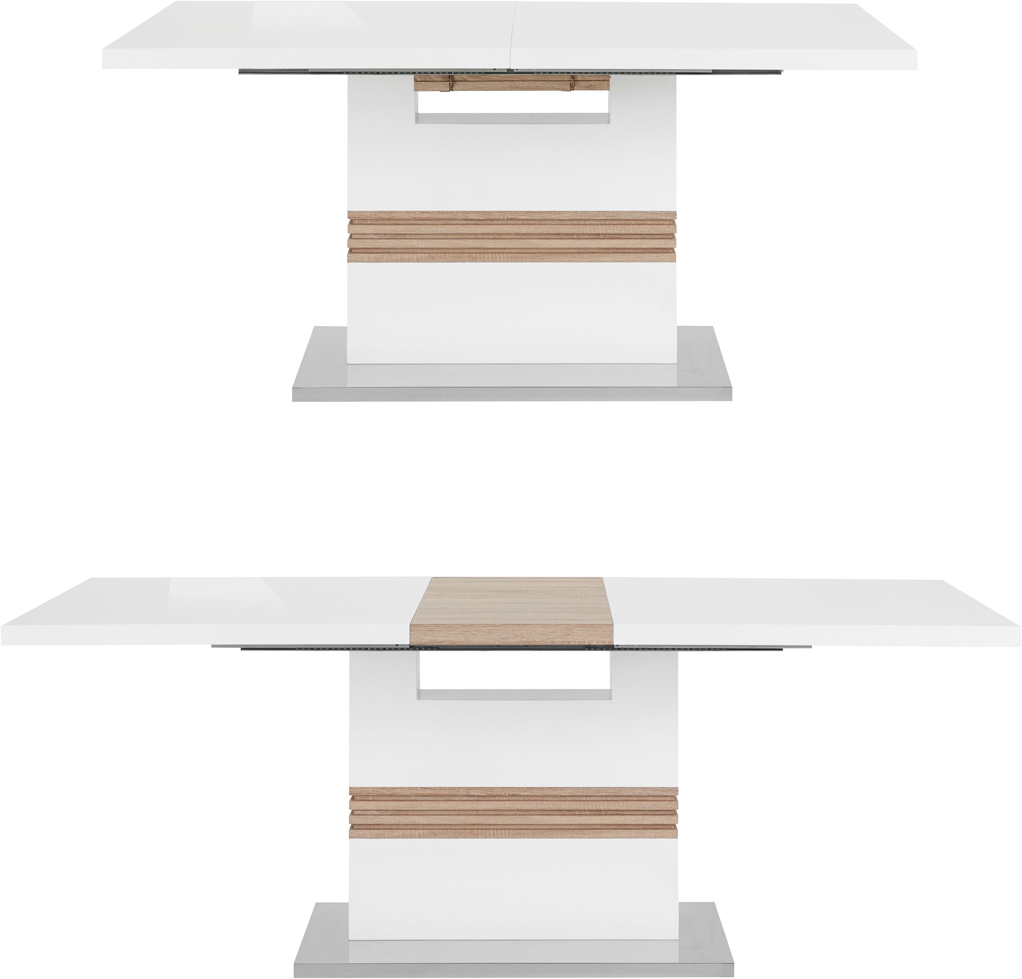 INOSIGN Eethoek Perez/paars met 4 stoelen, tafel uittrekbaar, breedte 160-200 cm (set, 5-delig)