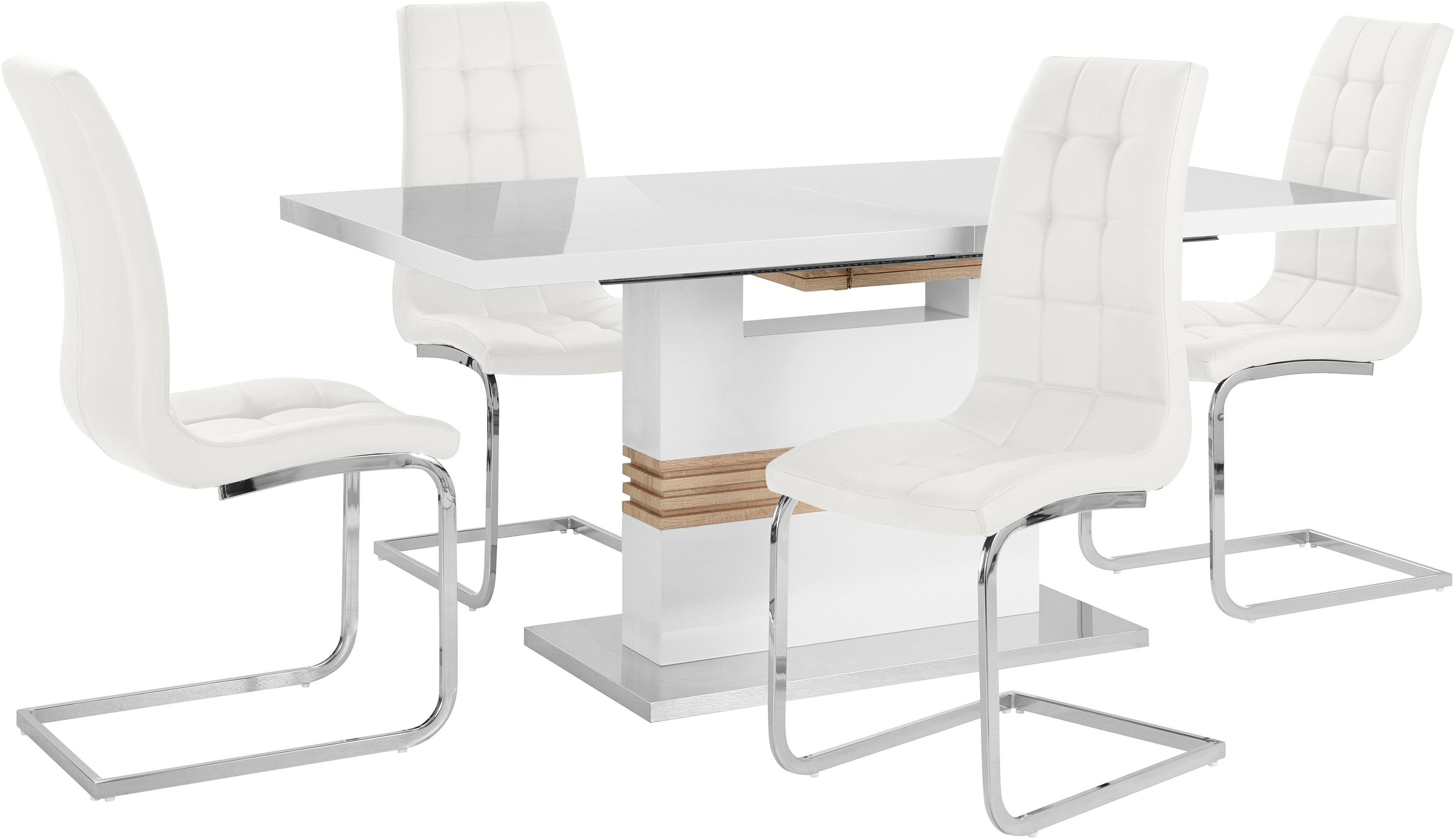 INOSIGN Eethoek Perez/Lola met 4 stoelen, tafel uittrekbaar, breedte 160-200 cm (set, 5-delig)