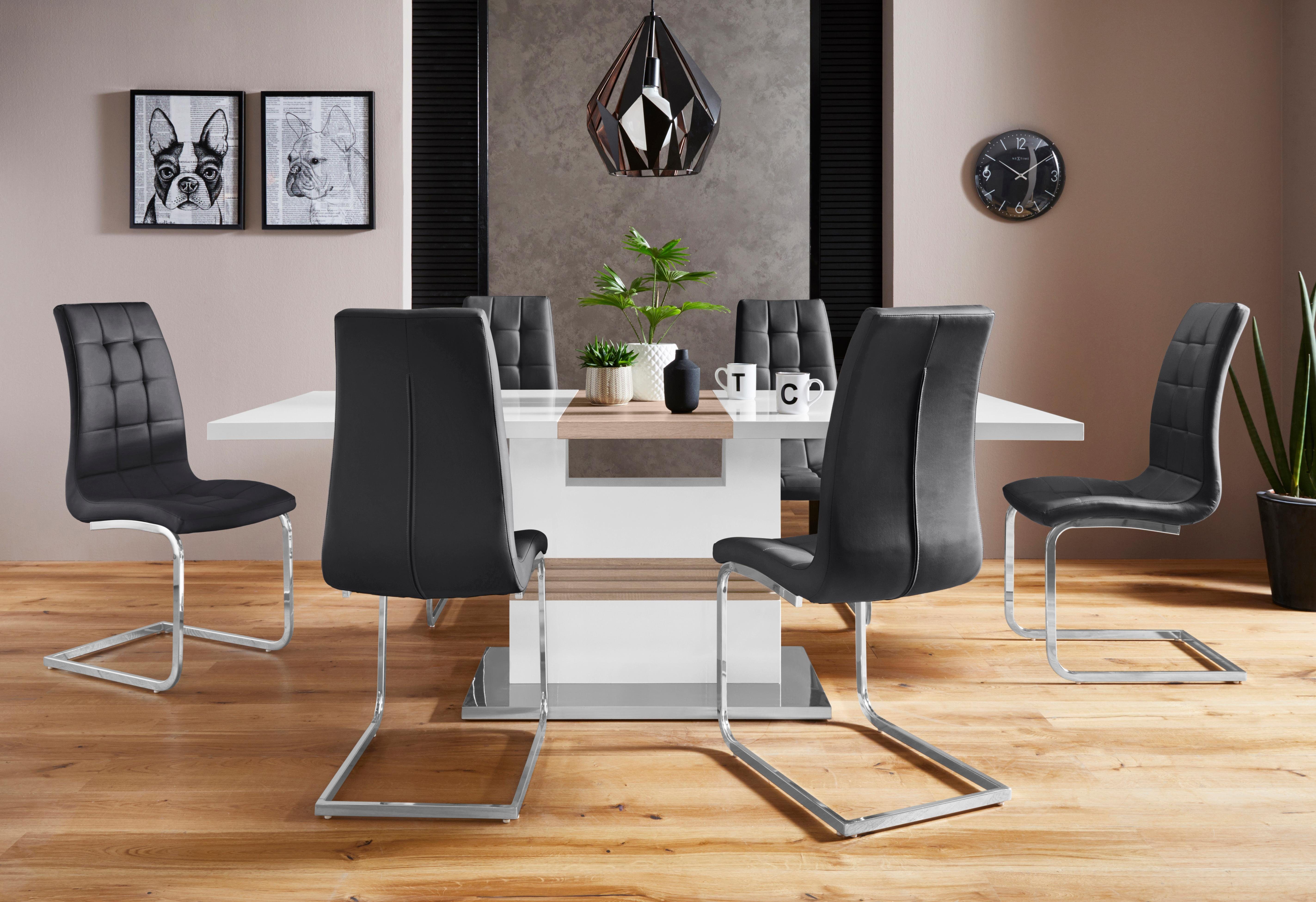 INOSIGN Eethoek Perez/Lola met 4 stoelen, tafel uittrekbaar, breedte 160-200 cm (set, 5-delig)