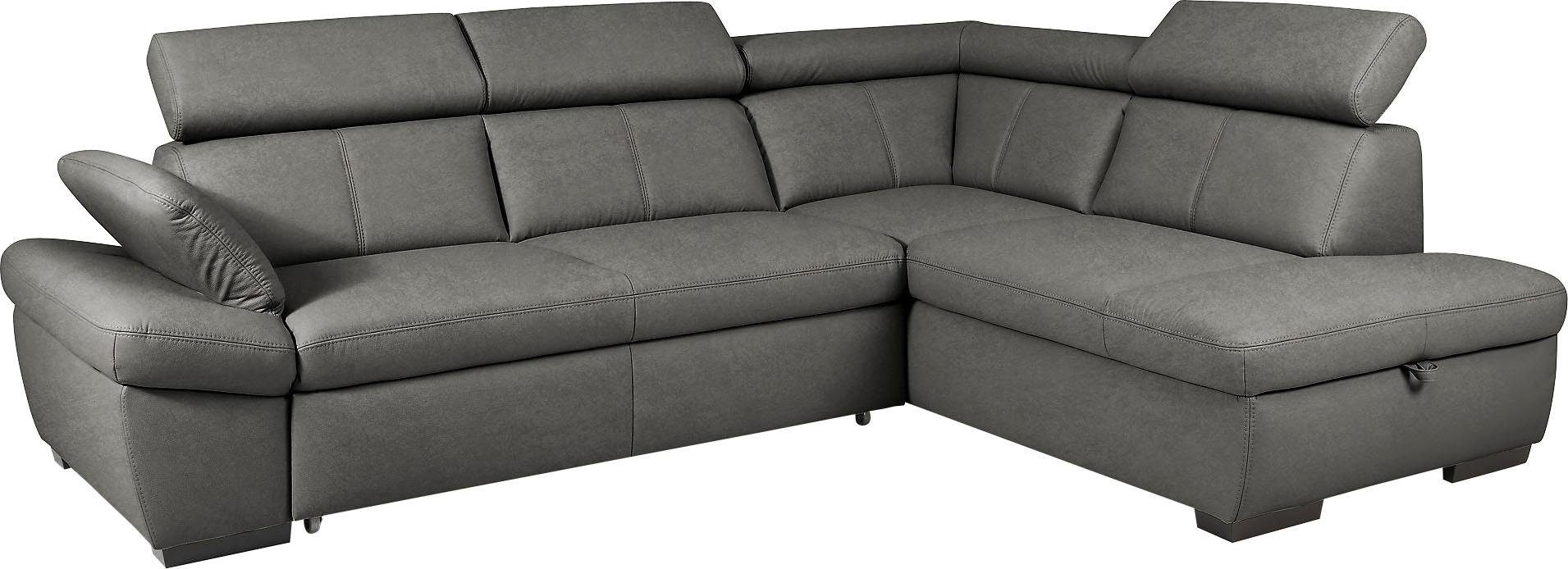 exxpo - sofa fashion Hoekbank Salerno, klassieke moderne functionele bank, hoog zitcomfort, L-vorm inclusief verstelbare hoofdsteun en armleuning, naar keuze met slaapfunctie