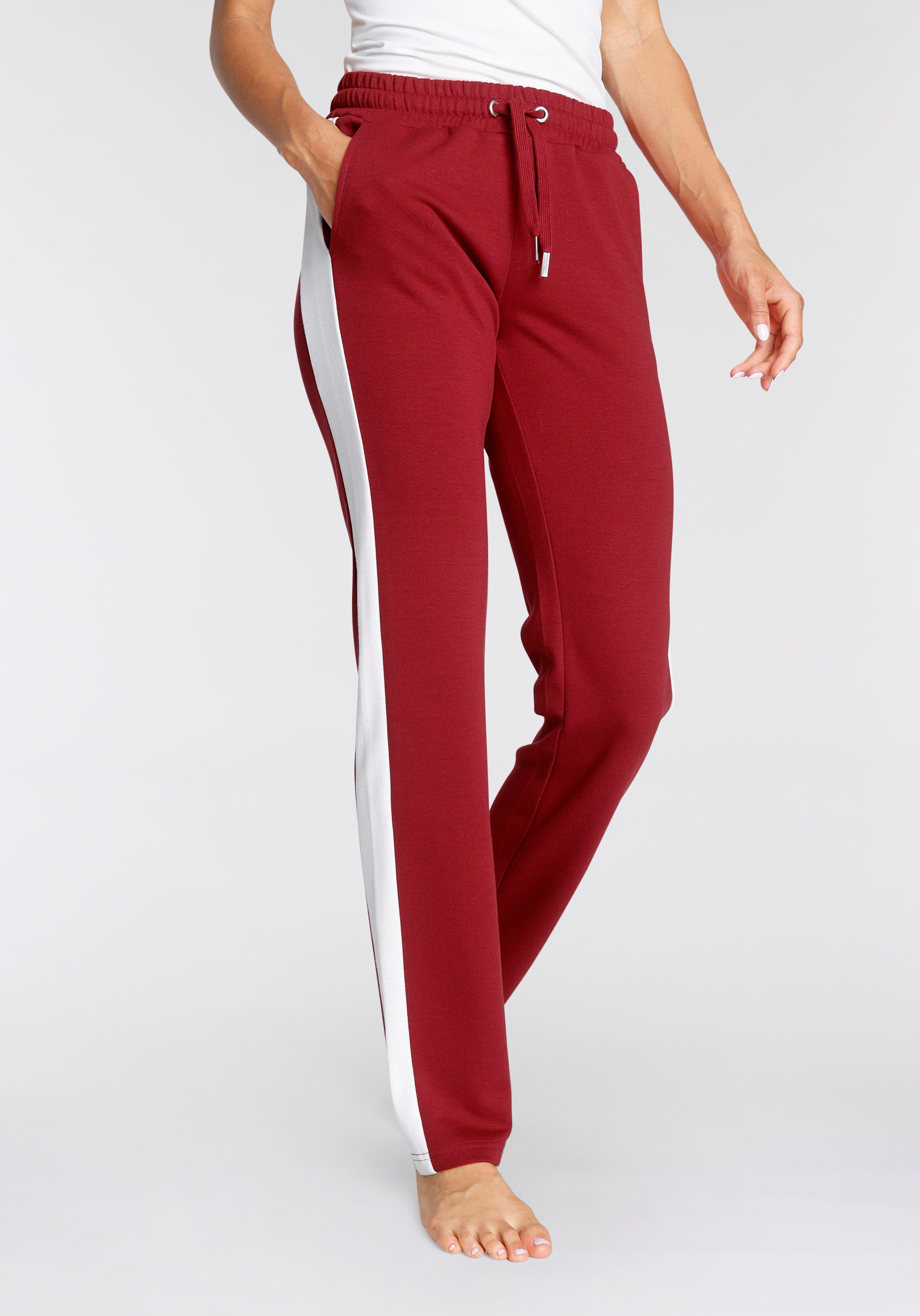H.I.S Relaxbroek met witte zijstreep en logoprint, loungepak