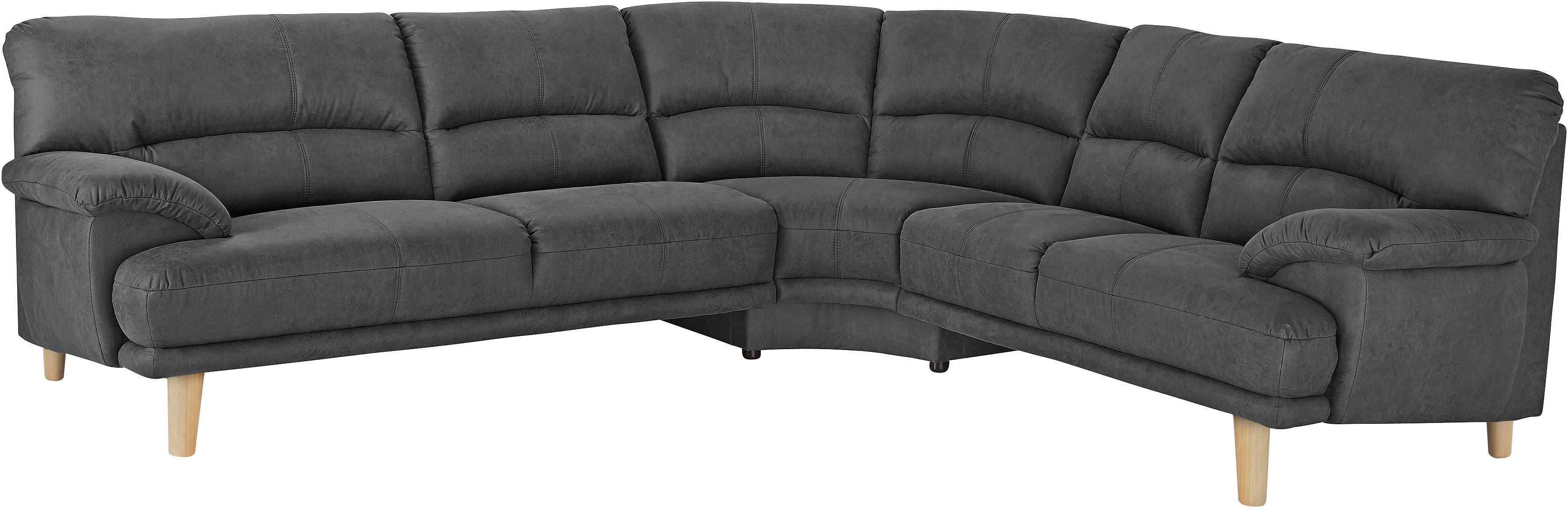 TRENDMANUFAKTUR Hoekbank Cecilia, Italiaans design, modern en comfortabel, L-vorm grijs, hoekbanken, Lange zijde links, langer Schenkel links