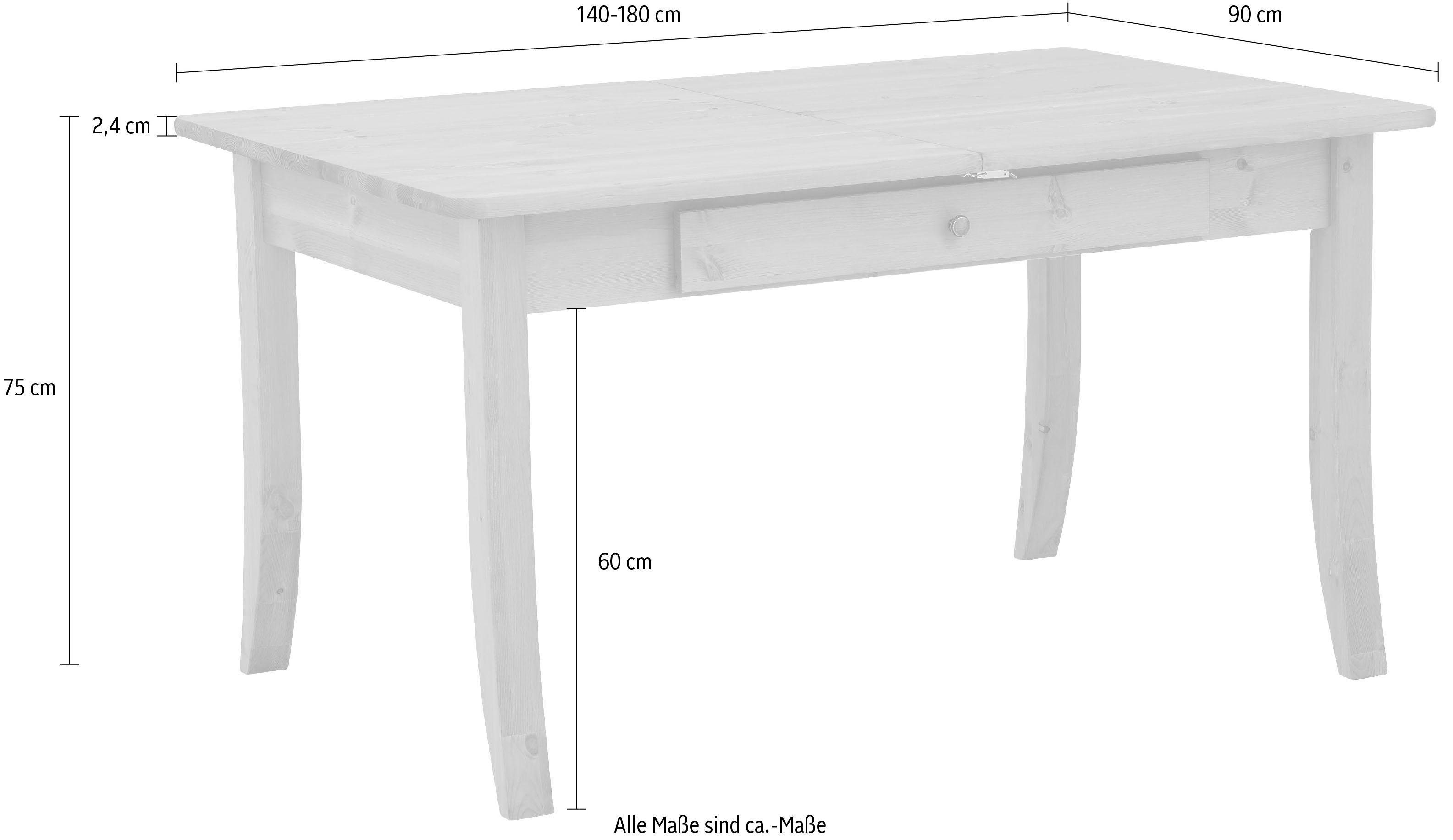 Home affaire Eettafel PALERMO met uitschuiffunctie en 2 laden, fsc® gecertificeerd