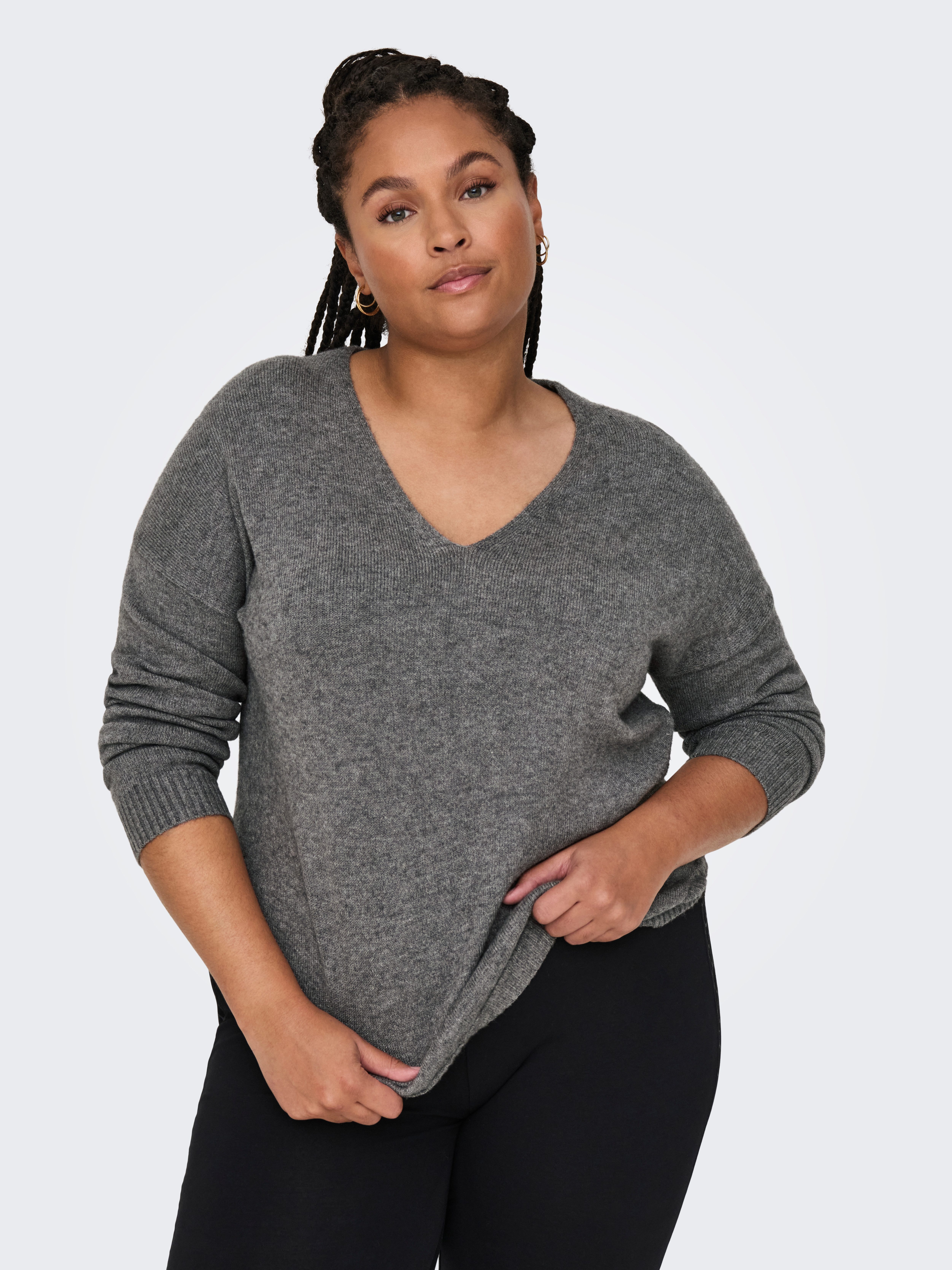 ONLY CARMAKOMA Trui met V-hals CARMARGARETA LS PULLOVER KNT NOOS