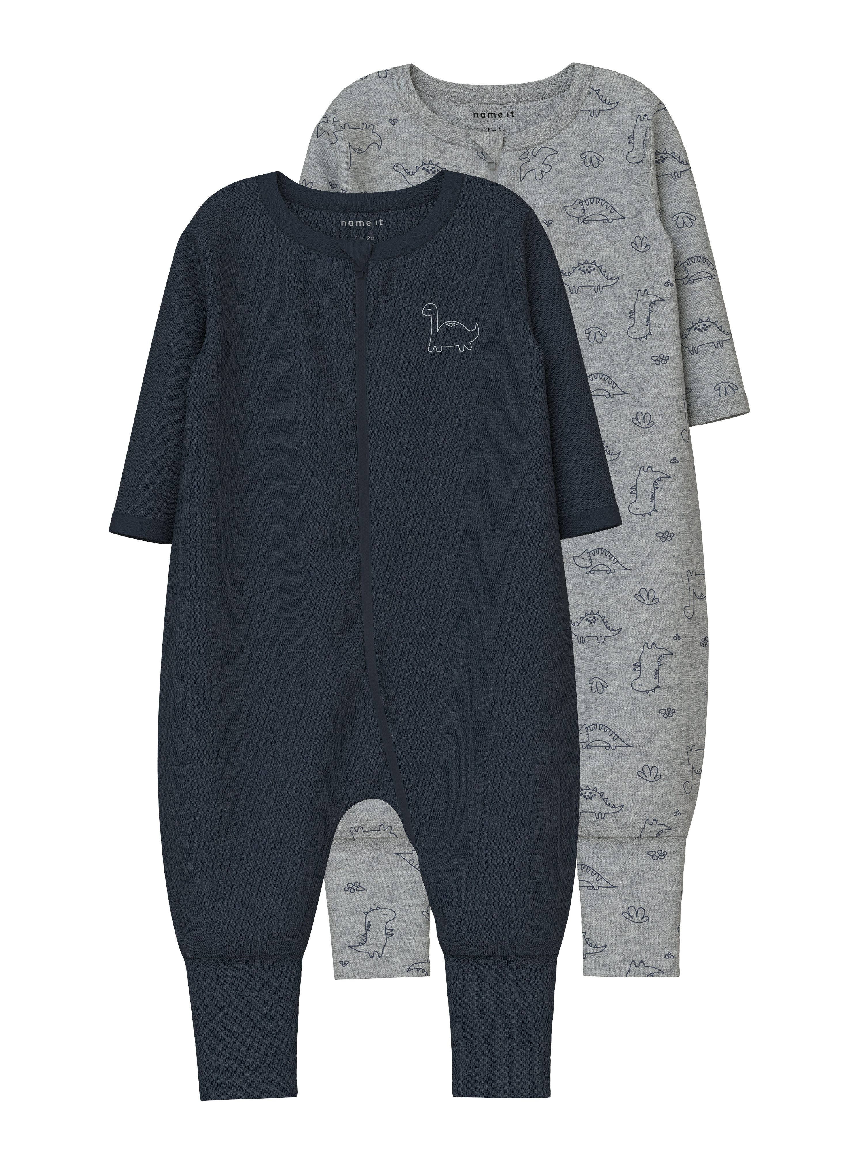 Name It Pyjama NBMNIGHTSUIT 2P ZIP FF GREY DINO NOOS (set, 2-delig)