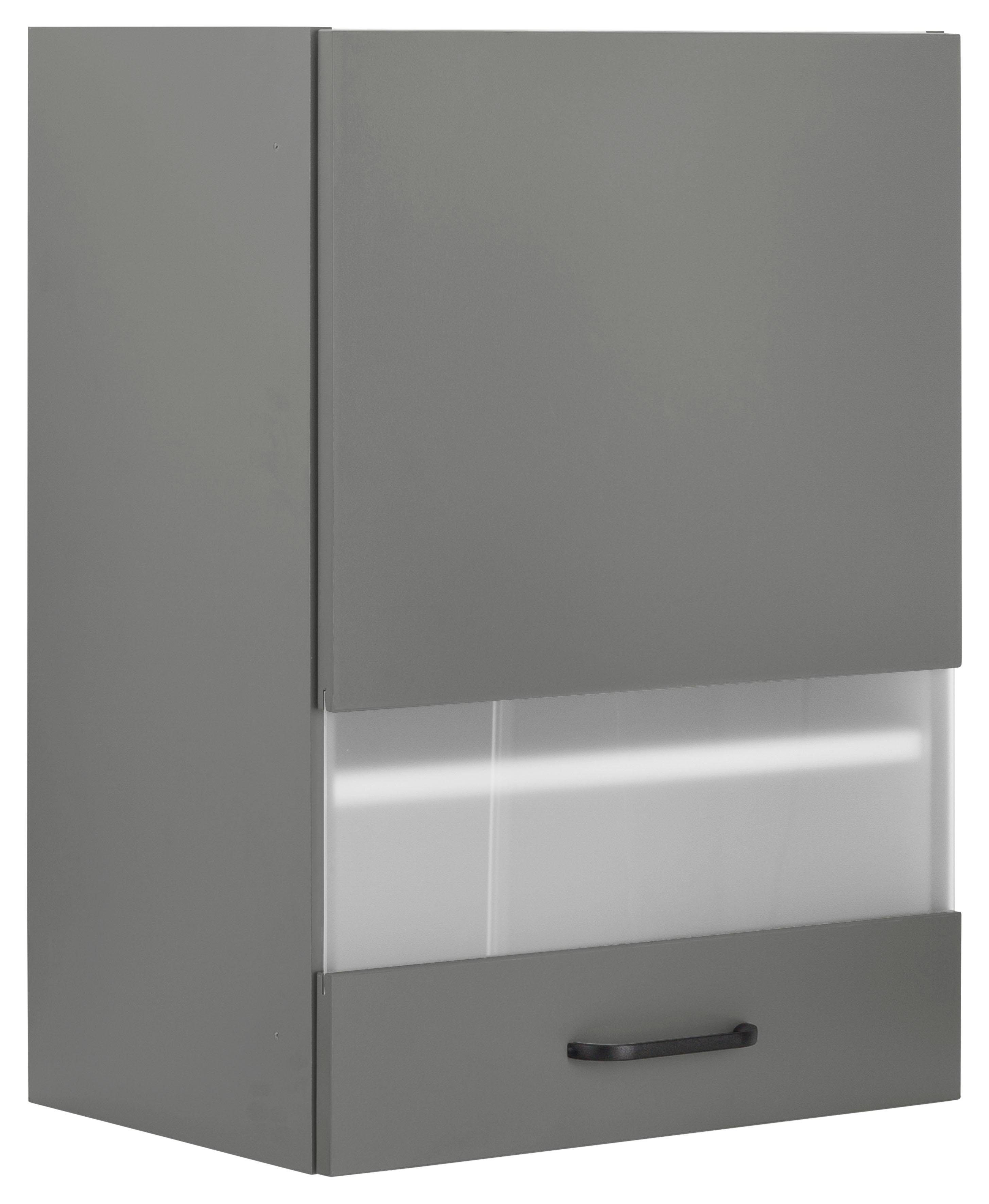 OPTIFIT Hangend kastje met glasdeur Elga met soft-closefunctie en metalen greep, breedte 50 cm hangkasten grijs